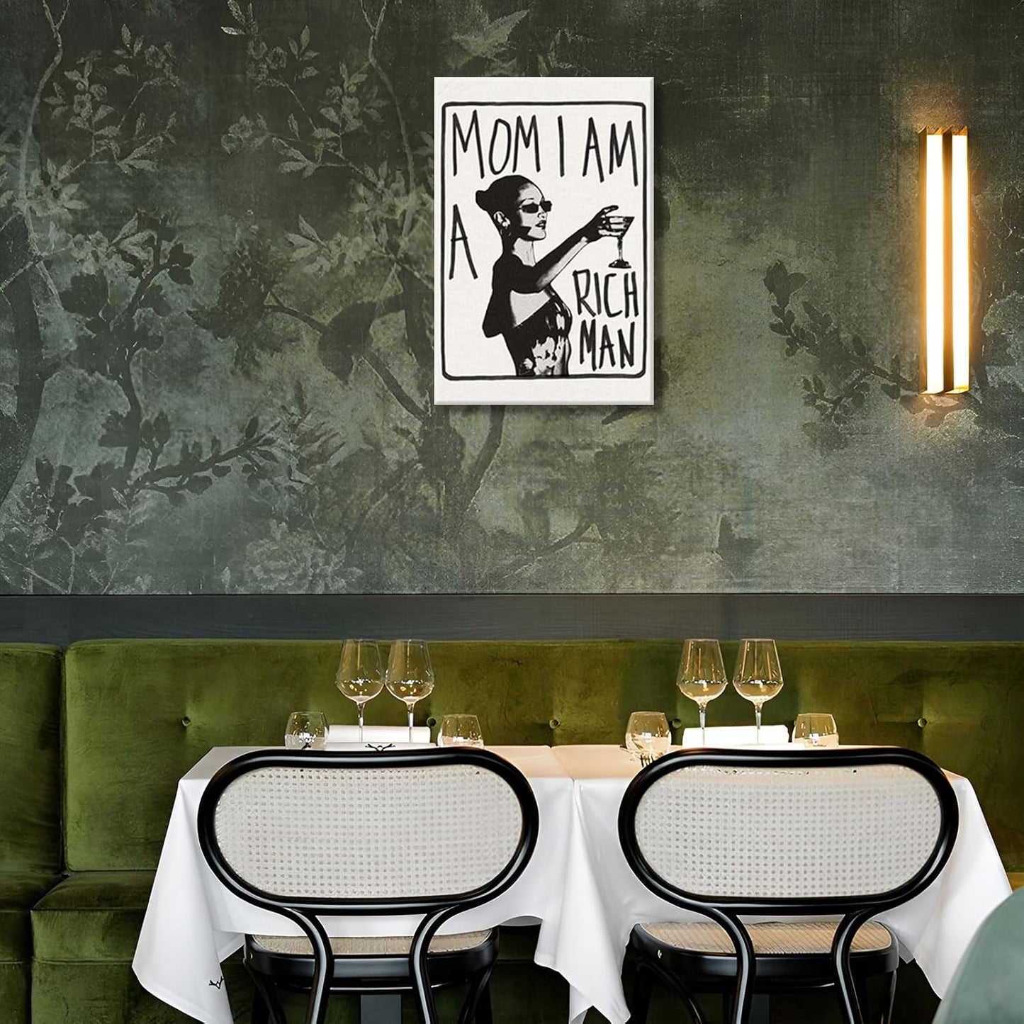 Mom I Am A Rich Man Aesthetic Retro Music Goblet Poster Feminist canvas Wall Art Vintage Bar Cart Wall Decor Preppy Dorm Decor Unique Wall Art prints painting 24x36in Framed