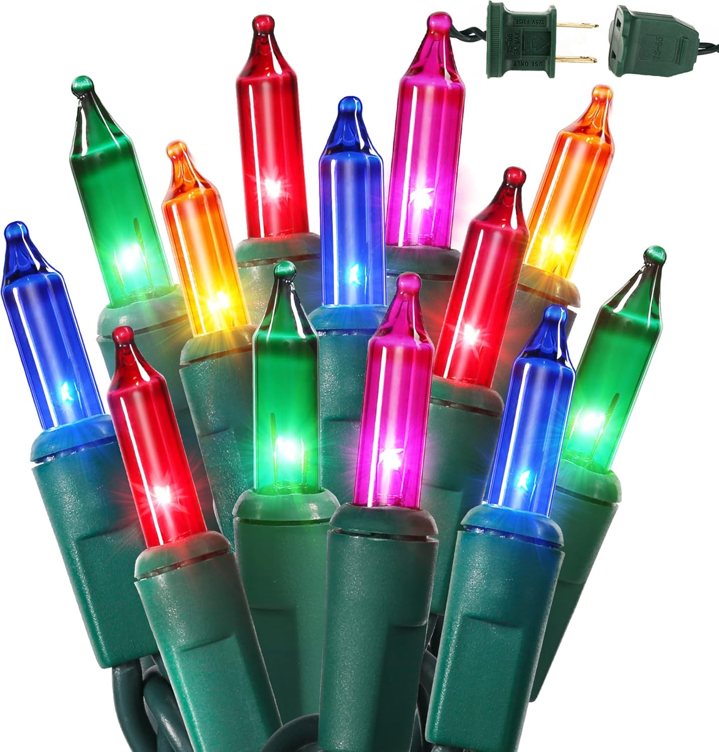 BrizLabs Multicolored Christmas Lights, 69.6ft 300 Count Connectable Christmas Tree Lights, 120V UL Certified Incandescent Light String, Mini Xmas Light for Indoor Xmas Holidays Home Decoration