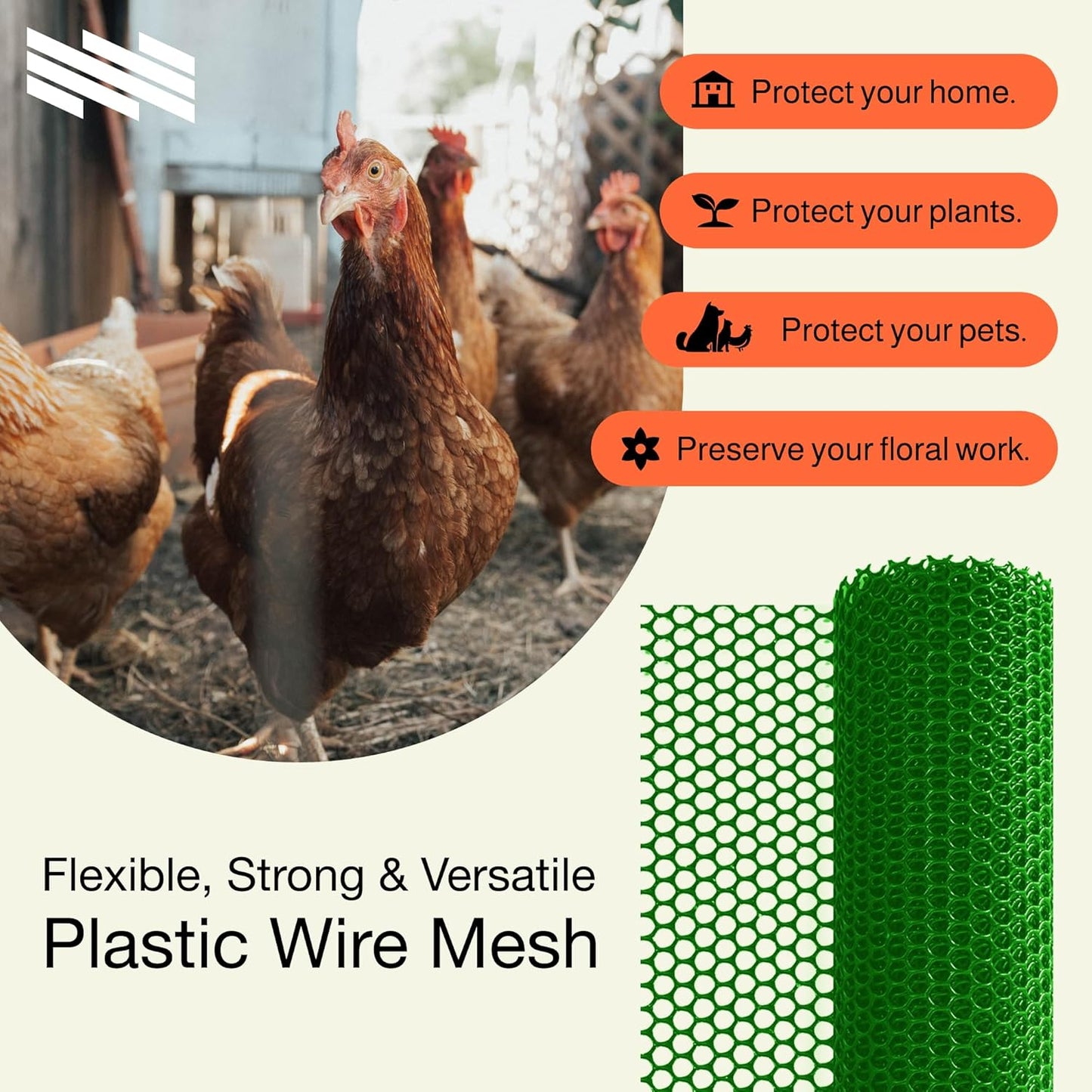 MaPorch Plastic Wire Mesh Fence - Green, 15.71" x 10 ft - Plastic Chicken Wire Fencing for Dogs, Rabbits & Poultry - Chicken Netting - Snake Barrier - Balcony Netting for Pets - Balcony Cat Barrier