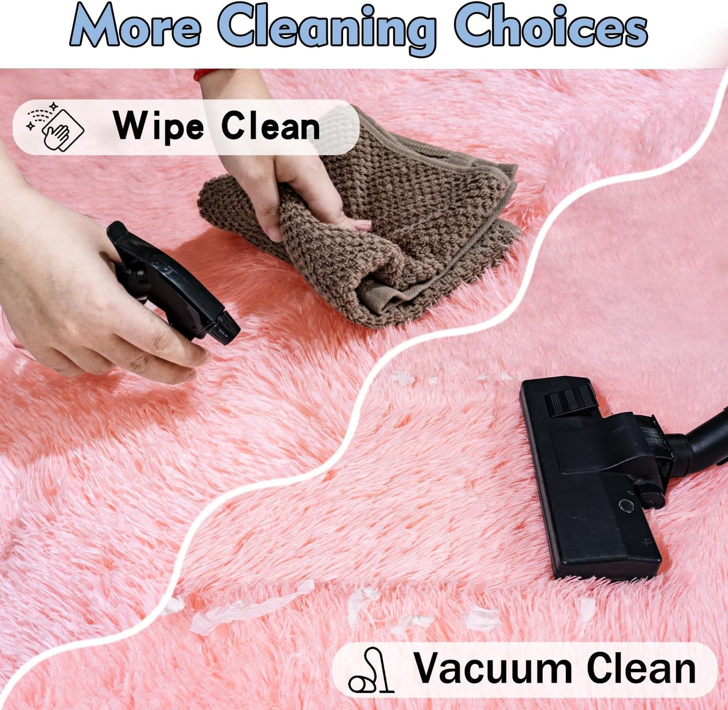 Rezutan Soft Fluffy Rug for Living Room Bedroom, Large Comfy Modern Shaggy Fuzzy Kids Rug, Plush Indoor Nursery Classroom Home Decor Bedside with Non-Slip Bottom, Pink, 5X7 Feet