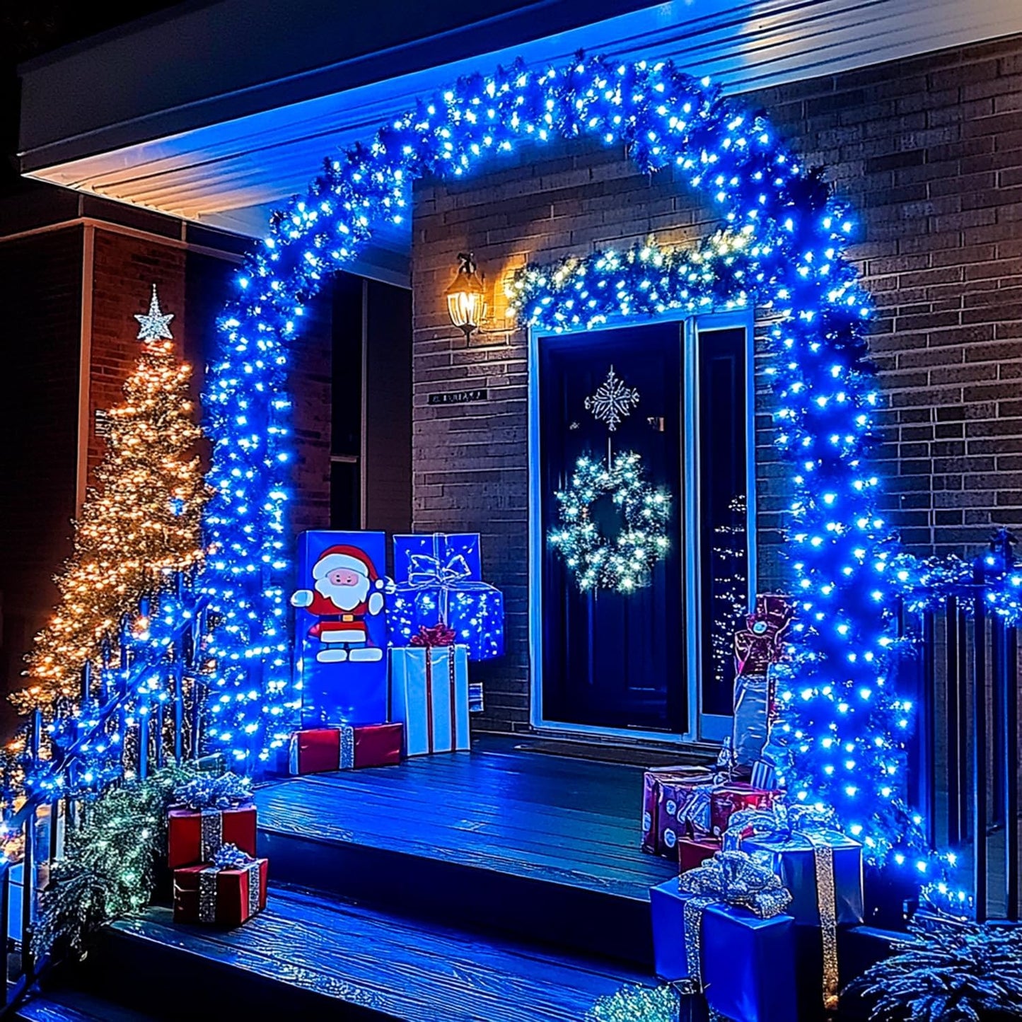 JMEXSUSS 2 Pack Blue Solar Christmas Lights, Total 400 LED 151FT Solar String Lights Outdoor Waterproof, 8 Modes Blue Christmas String Light for Outside Garden Party Patio Tree Decorations