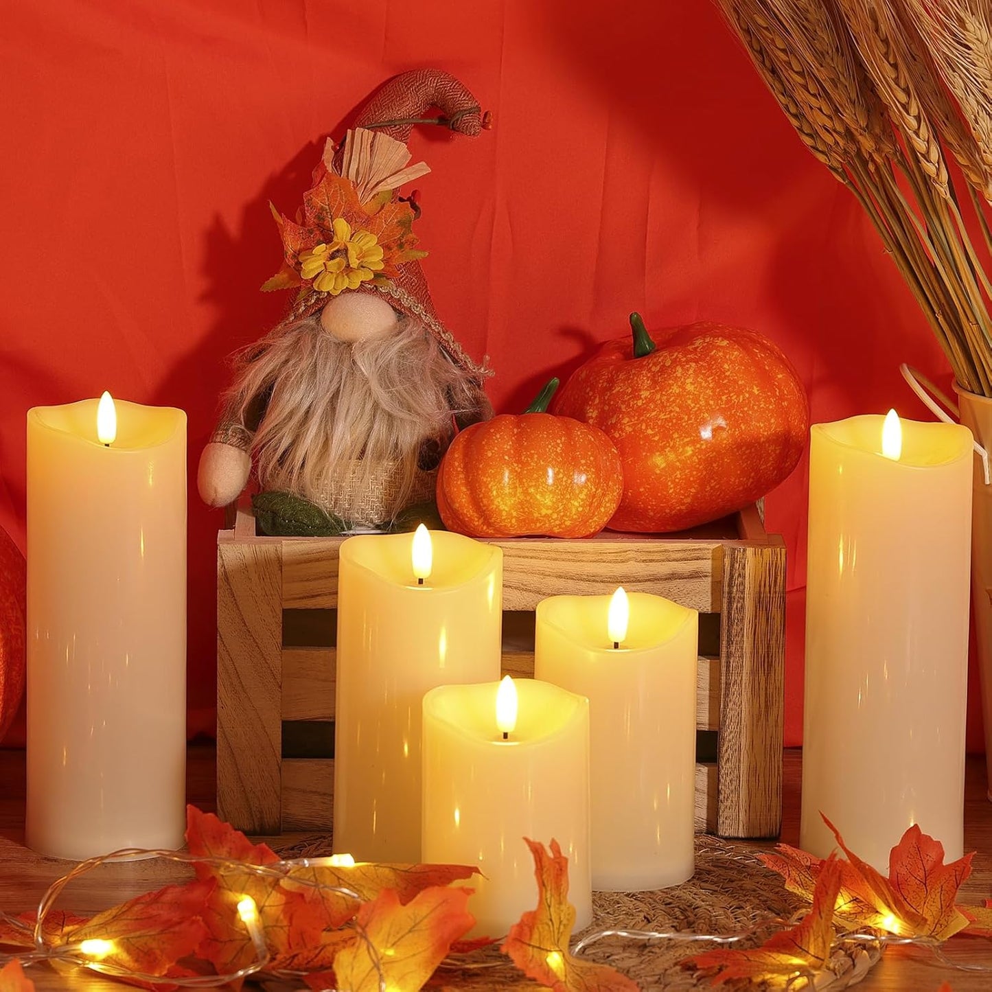 NURADA Outdoor Flameless Candles with Remote Timer - Waterproof Realistic Flickering LED Pillar Electric Battery Operated Fake Candle for Holiday Home Wedding Fireplace Decor - Ivory 2 Pack (6" 6")