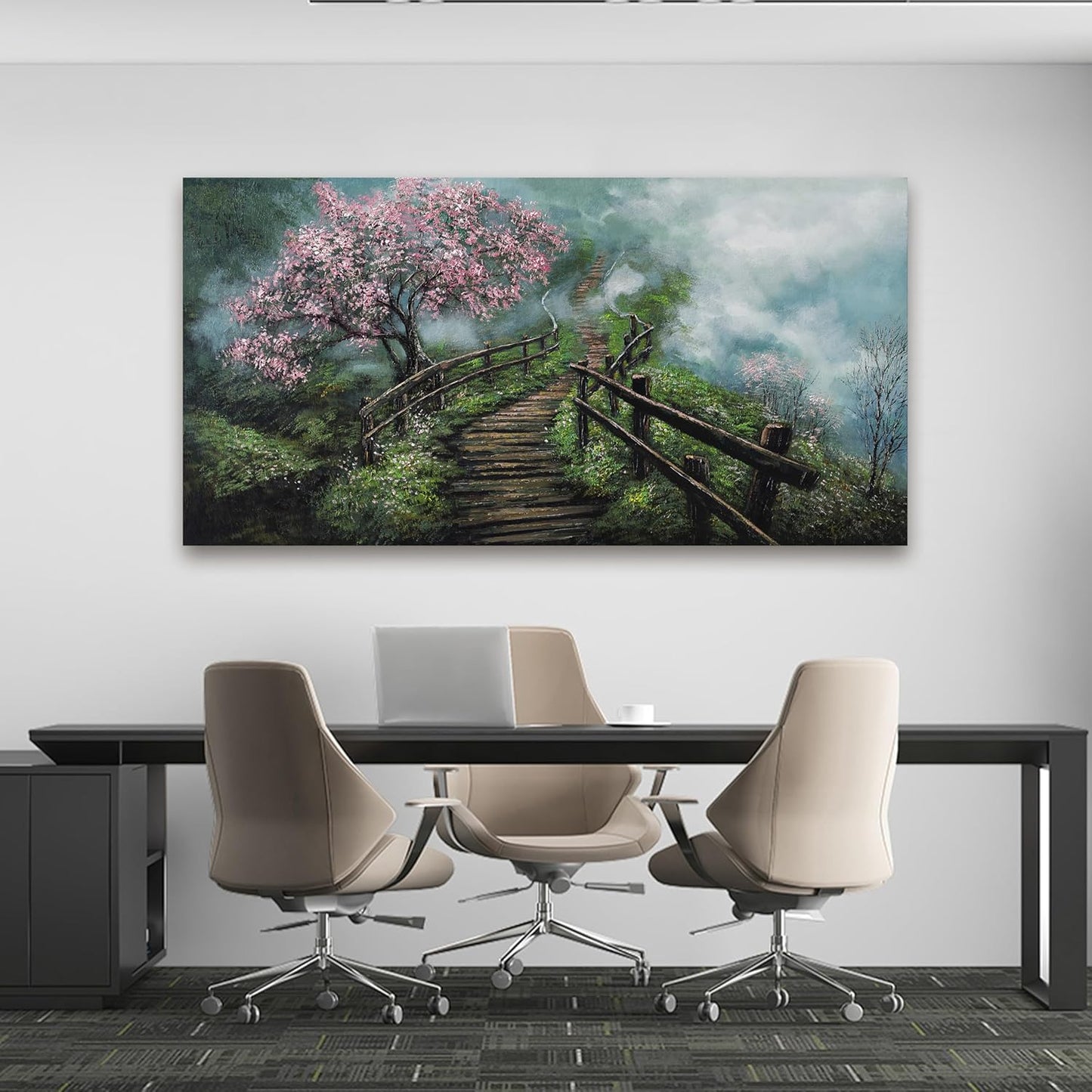 Canvas Wall Art Decor Modern Wall Art Pictures for Living Room Tree of Life Wall Art Decor Foggy Trail Large Artwork for Walls Tree Flower Wall Art Prints Art Work for Home Office Wall Decor 24" X 48"