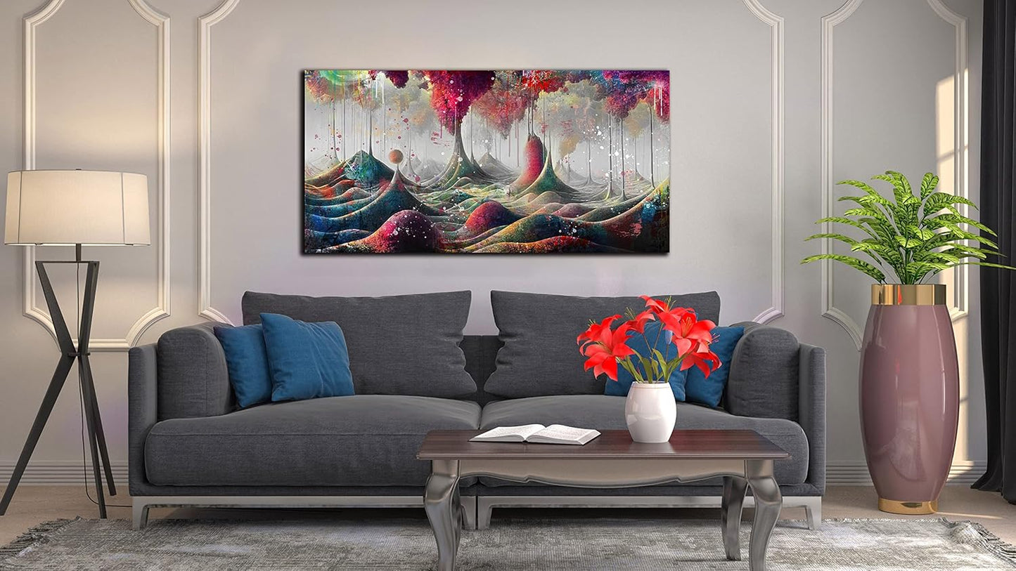 JKWALL77 Mountain Wall-Decor - Graffiti Poster Wall Art - Abstract Canvas Wall Art For Living Room Ready To Hang Size 40" x 20"