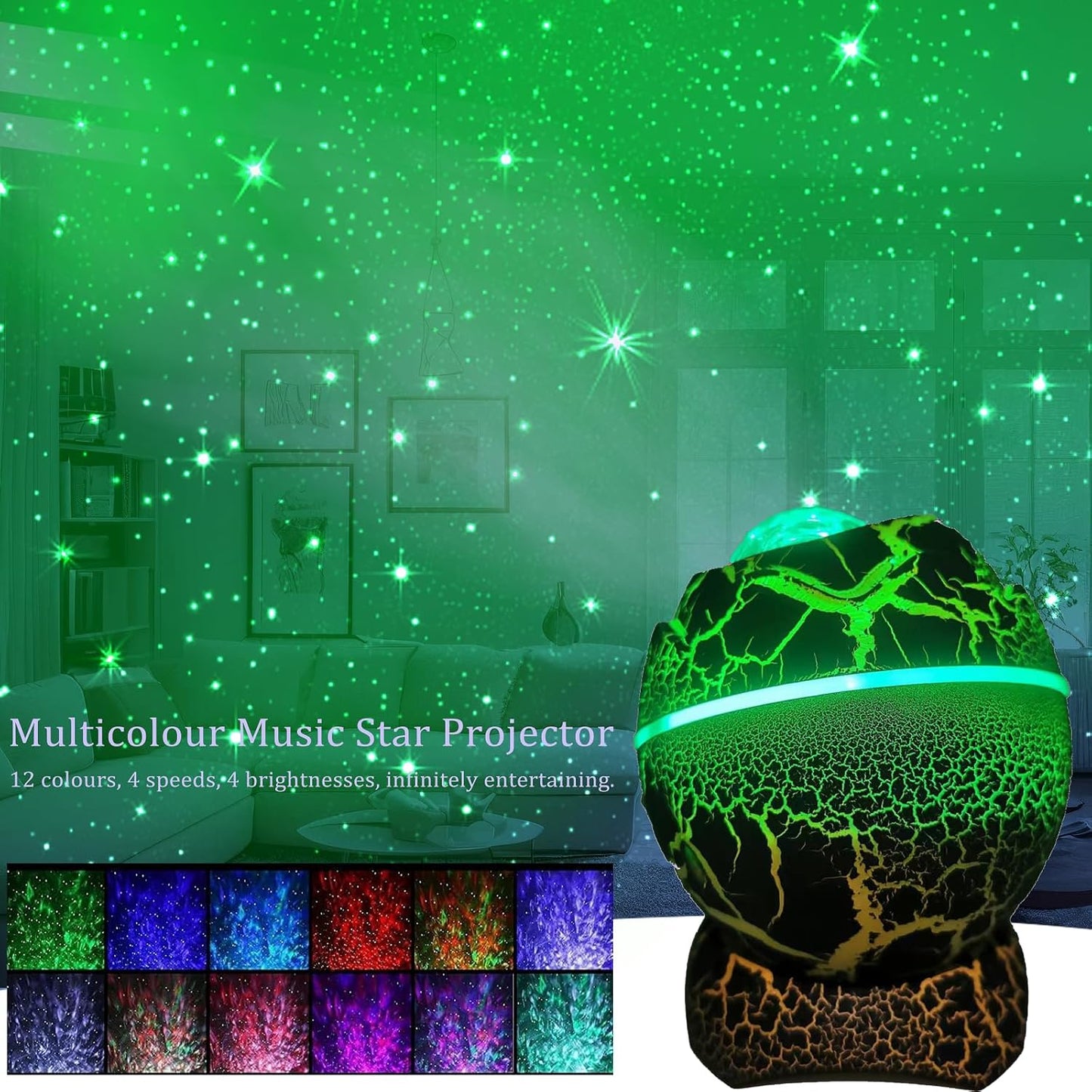XQBX Dinosaur Egg Galaxy Projector Glow in The Dark Stars for Ceiling Room Decor Aesthetic led Lights for Bedroom Mothers Day Gifts Disco Ball Decor Ceiling Light Fixture Autism Sensory Products