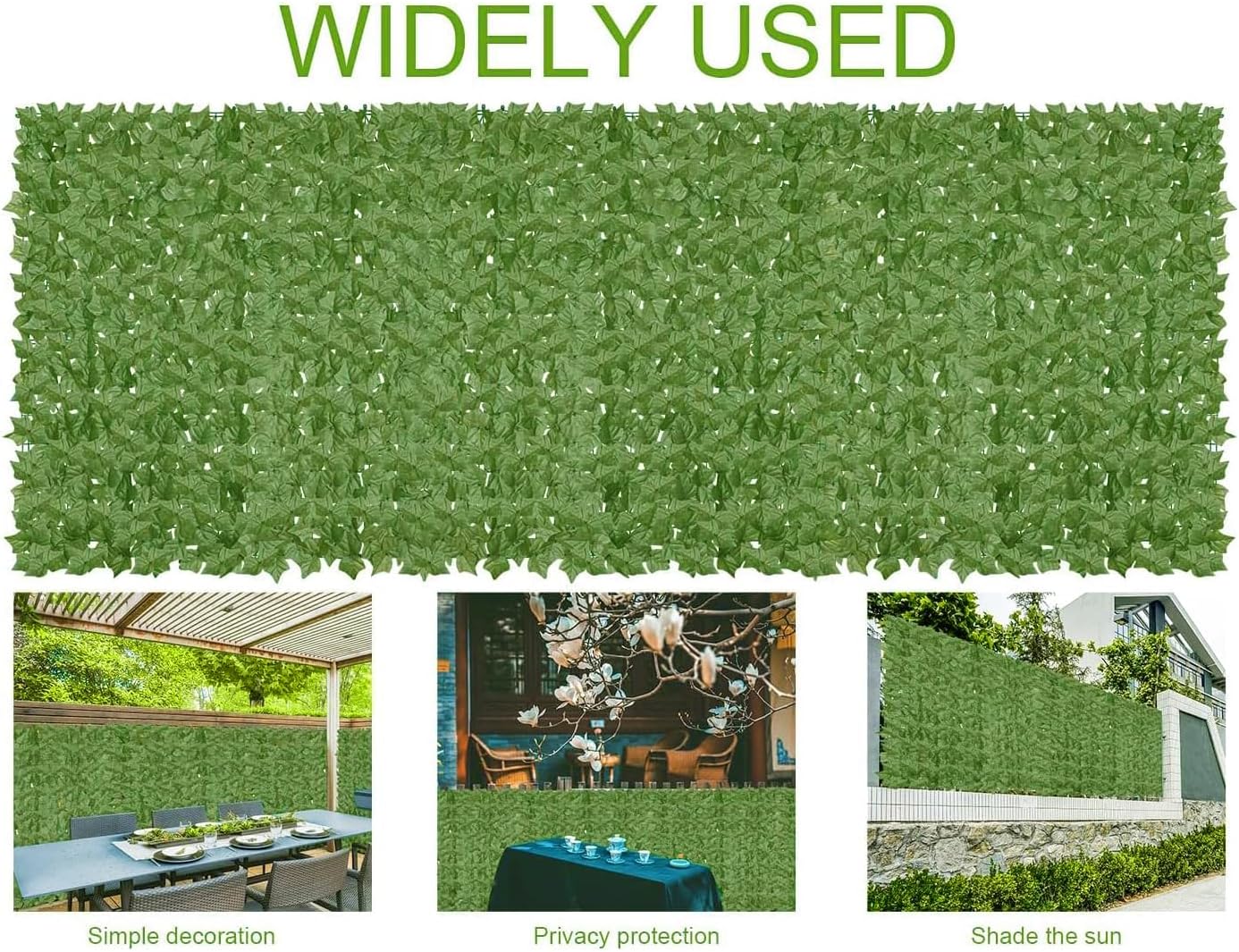 Artificial Ivy Privacy Fence Wall Screen,200x40 in in in UV-Anti Faux Greenery Backdrop Ivy Vine Leaf Hedges Fence Panels for Patio, Balcony, Garden, Backyard Indoor Outdoor Green Wall Decor