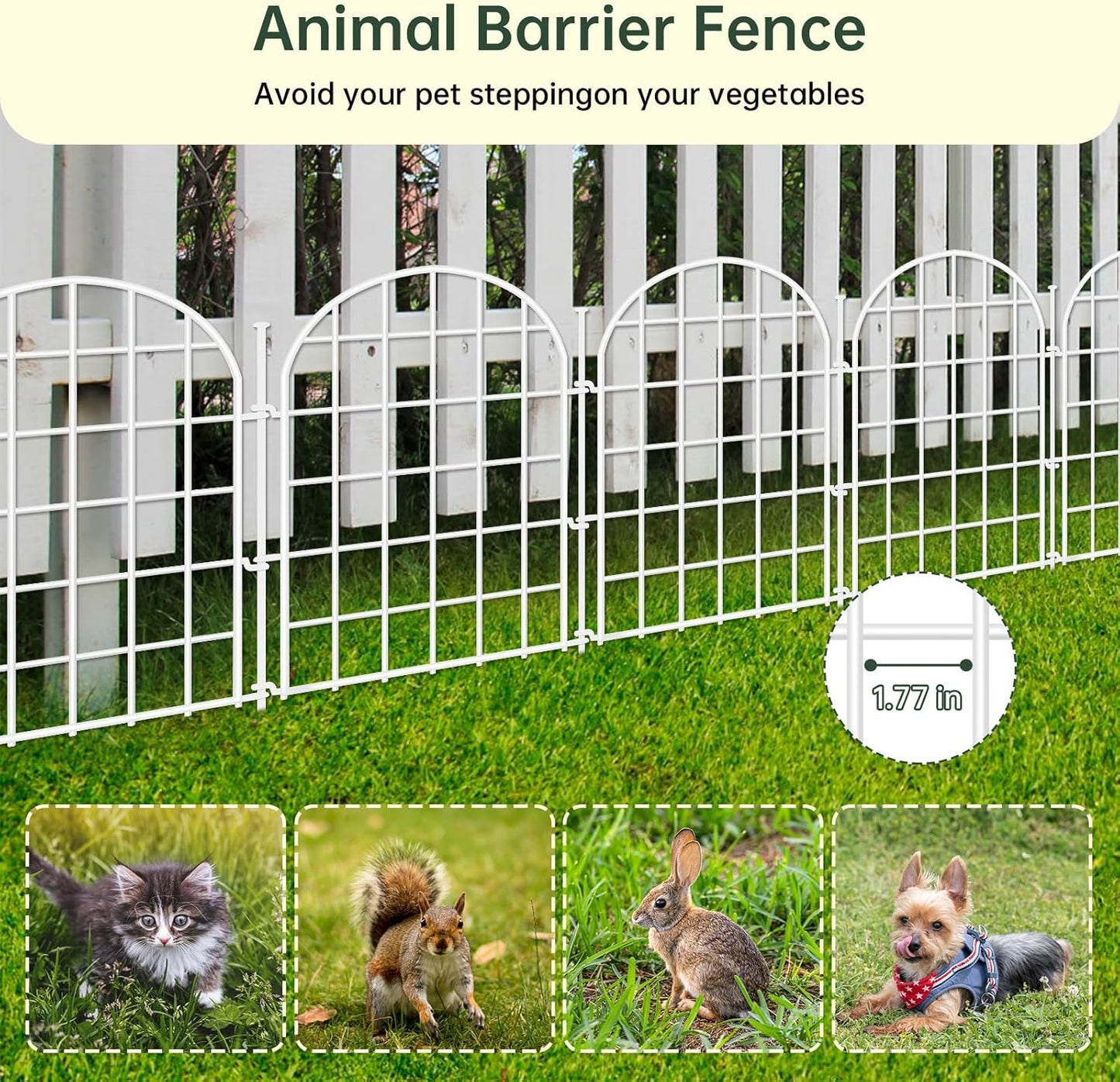 32.5ft(L) x 22in(H) Panels Garden Fence, 30 Panels Arched No Dig Fence, Decorative Animal Barrier Fencing with Ground Stake, Rustproof Metal Garden Edging Border for Dog, Outdoor Patio Decor, White