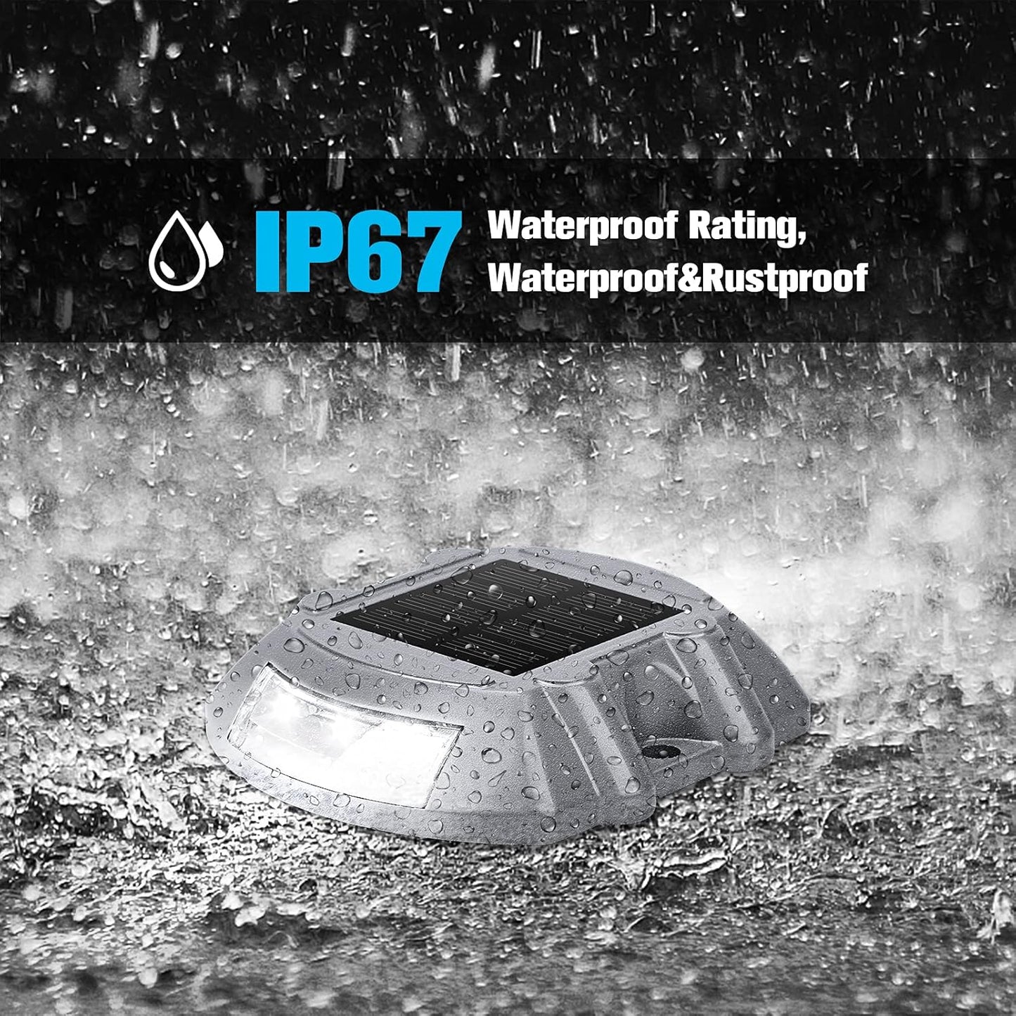 VOLISUN Solar Deck & Driveway Lights, 8-Pack Led IP67 Waterproof Outdoor Warning Step Lights for Garden Pathway Yard (White)