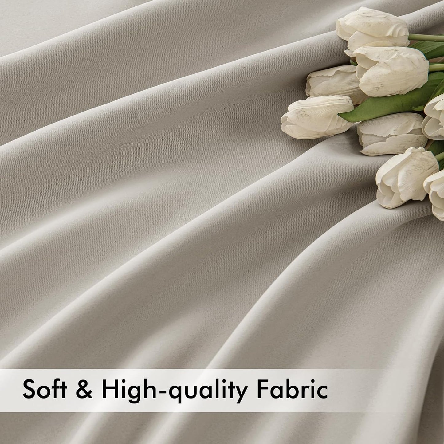 MIULEE Natural Back Tab Blackout Curtains 72 Inches Long 2 Panels Set for Living Room Bedroom Privacy, Rod Pocket/Pinch Pleat Thermal Insulated Room Darkening Pleated Light Blocking Drapes