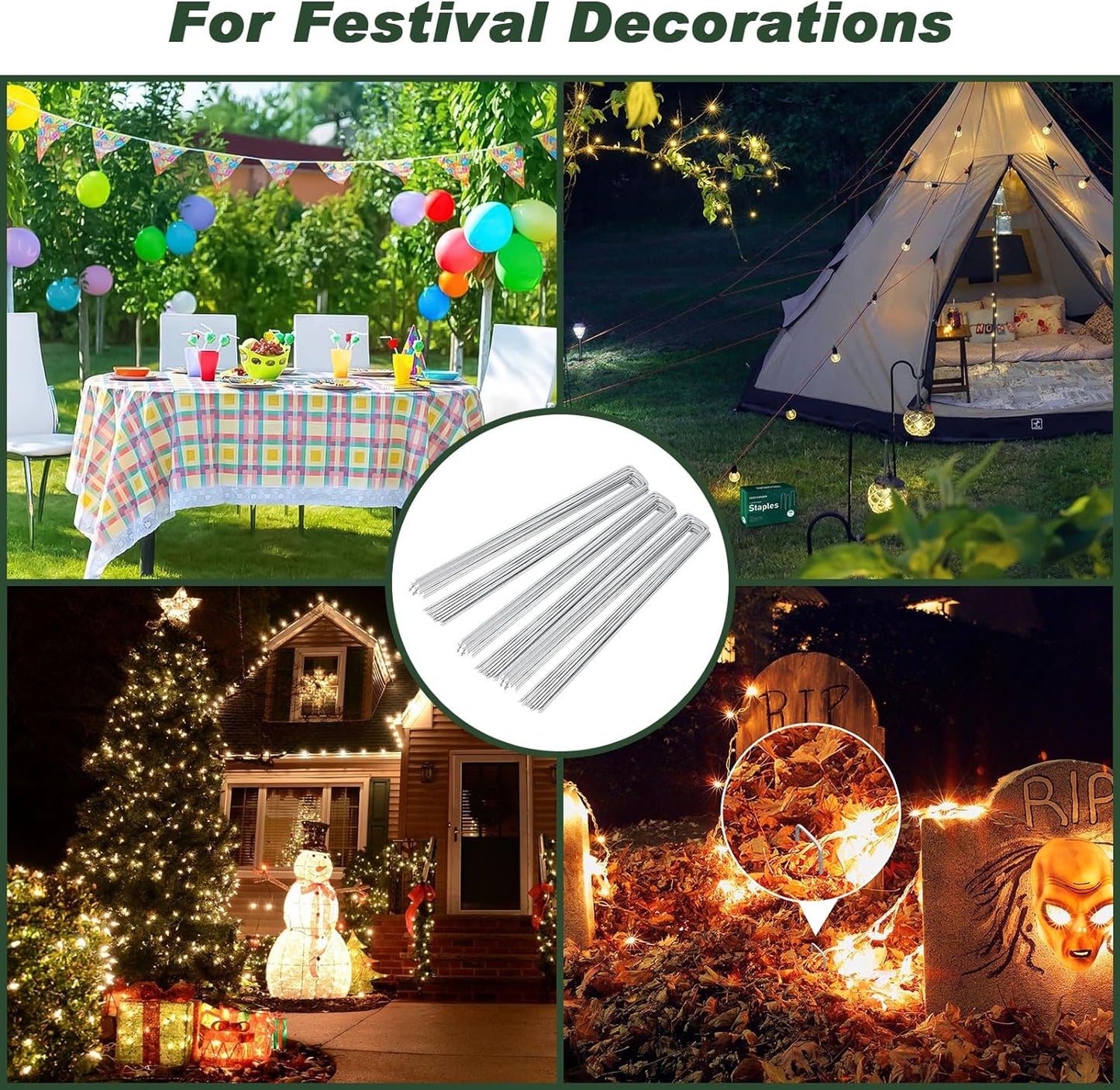 FEED GARDEN 6 Inch 1000 Pack Galvanized Landscape Staples 11 Gauge Anti-Rust Garden Stakes Landscaping Fabric SOD Pins Yard Stakes for Weed Barrier Fabric