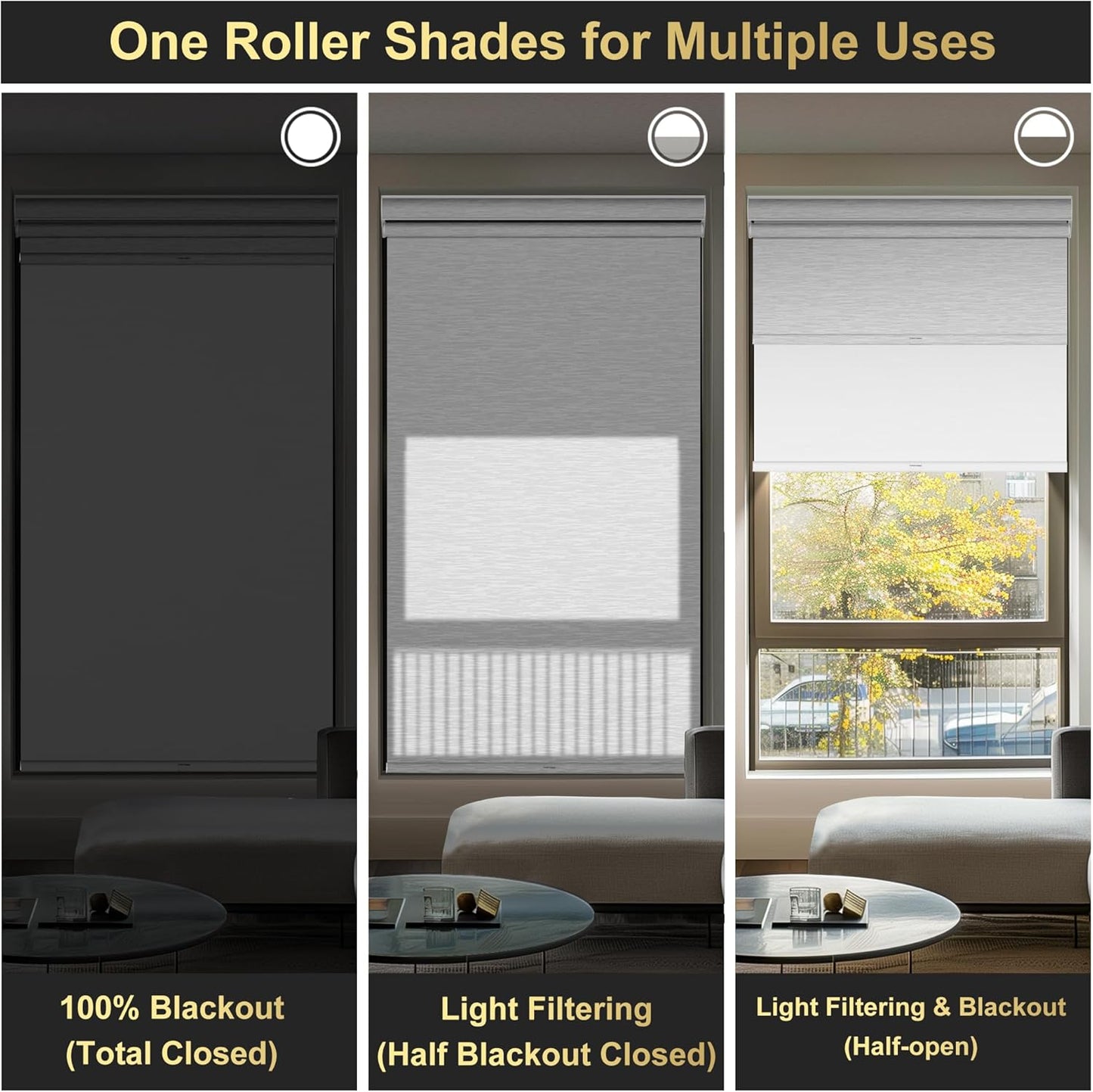 BERISSA Cordless Dual Roller Shades with Cassette Valance, Double Window Shades Blackout and Light Filtering, Day and Night for Home Office Door. Striped Jacquard White. 59 W x 44" H