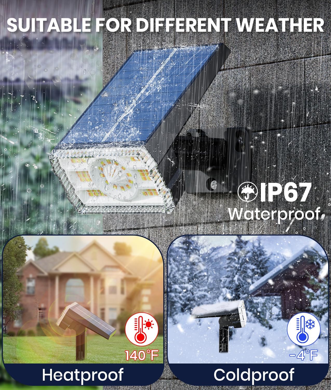 Solar Powered Spotlights Outdoor 1 Pack,IP67 Waterproof Wall&Ground Solar Lights Outside,3 Colors+3 Modes,Dusk to Dawn Flood Lights for Driveway/Garden/Pathway/Tree/Patio/Yard Decor Landscape Lighting