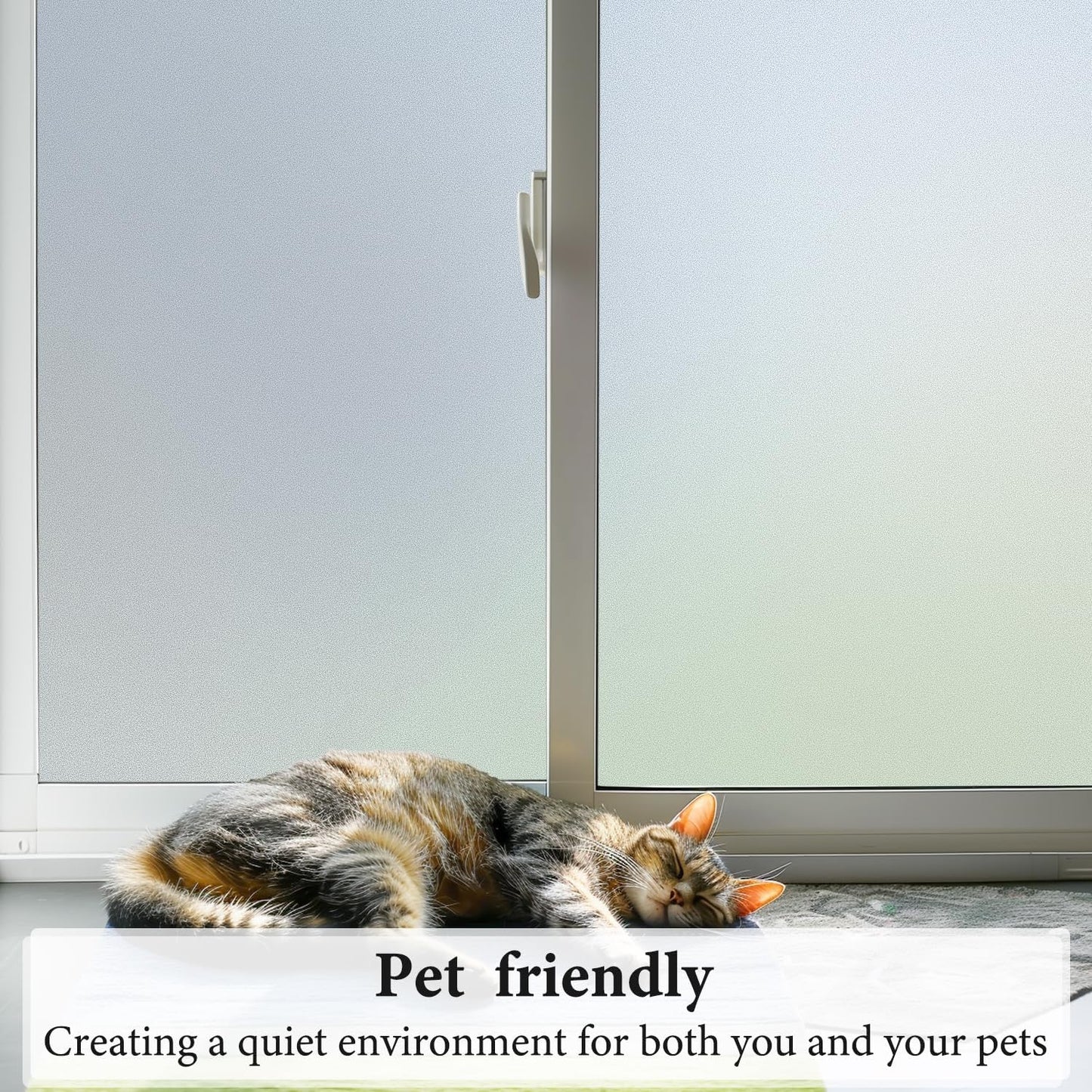 DUOFIRE Privacy Window Film Natural Frosted Glass Film Static Cling Glass Film No Glue Anti-UV Window Sticker Non Adhesive for Privacy Office Meeting Room Bathroom Living Room 47.2in. x 157.4in. S001