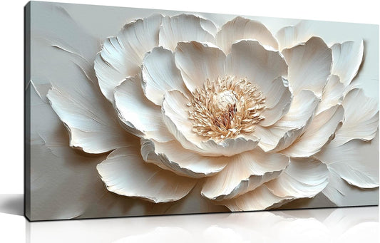 Flower Art Wall Decor for Living Room - White/Pink/Beige Canvas Wall Art for Office - Modern Wall Decor for Bedroom Women Size 20 x 40 Inch