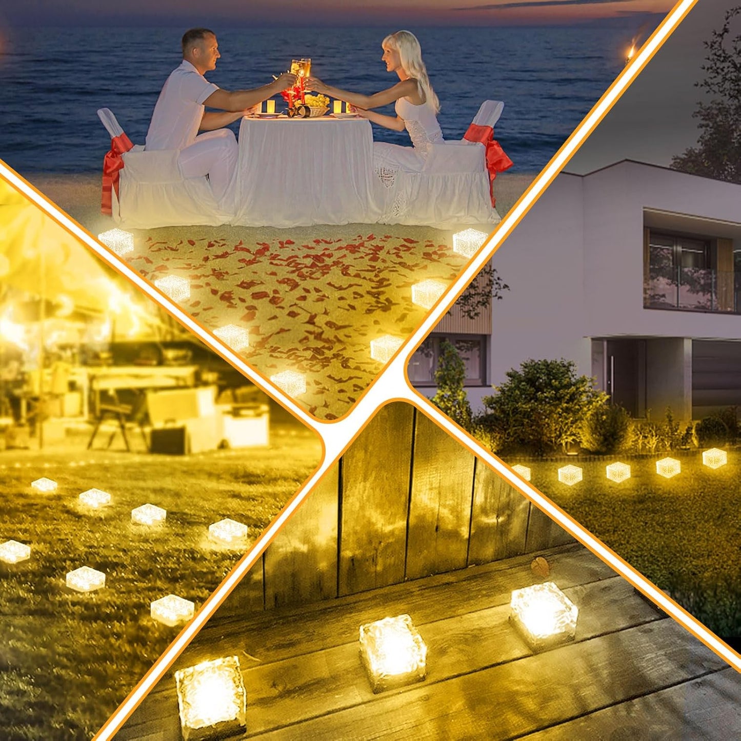 Solar Brick Lights - Outdoor Waterproof Patio & Garden Decor (3 Packs) for Patio, Yard, Walkway, Pathway