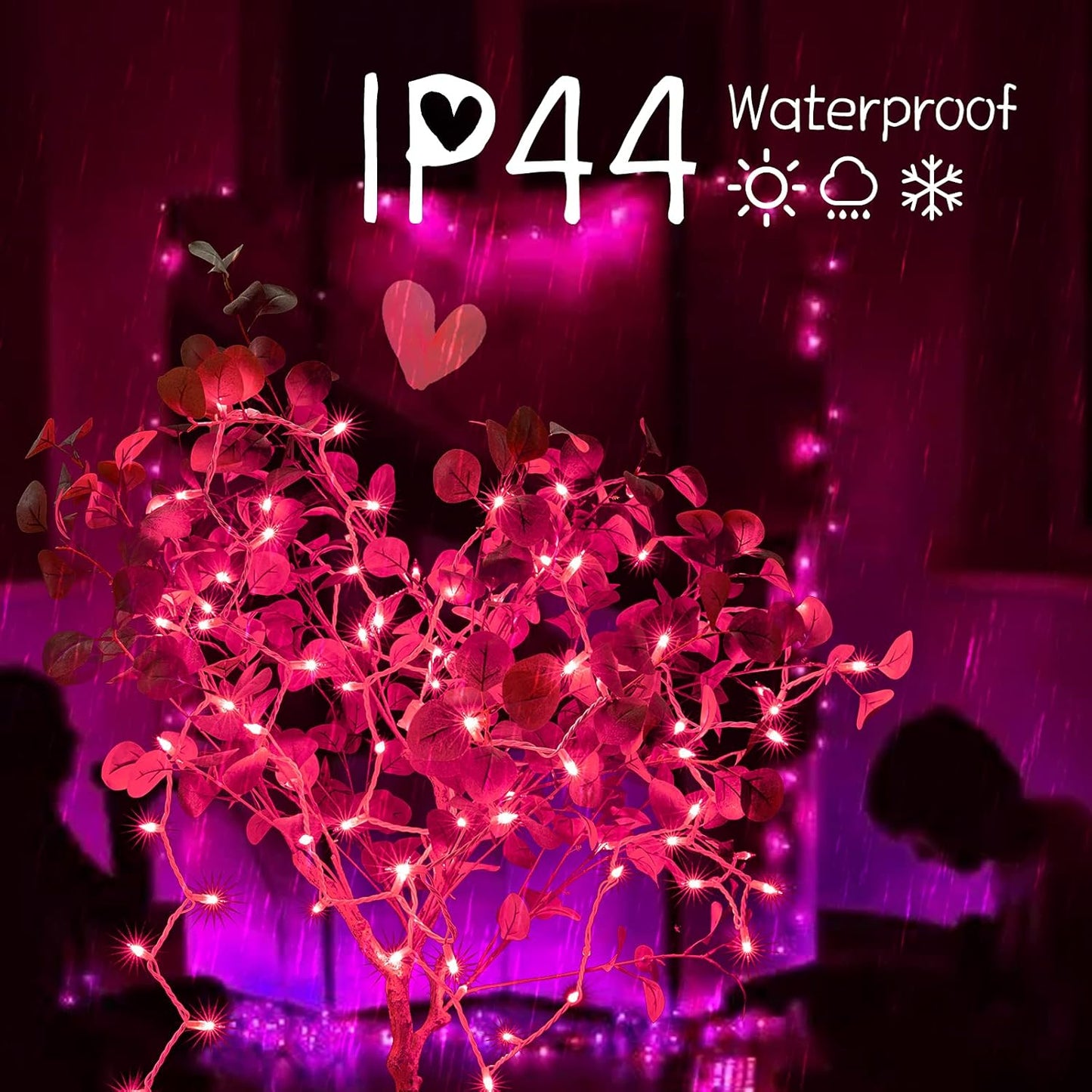 Pink String Lights with 100 Clear Bulbs on White Wire - 26.5 FT Waterproof Connectable Mini Tree Lights for Indoor Outdoor Use Party Holiday Patio Decorations