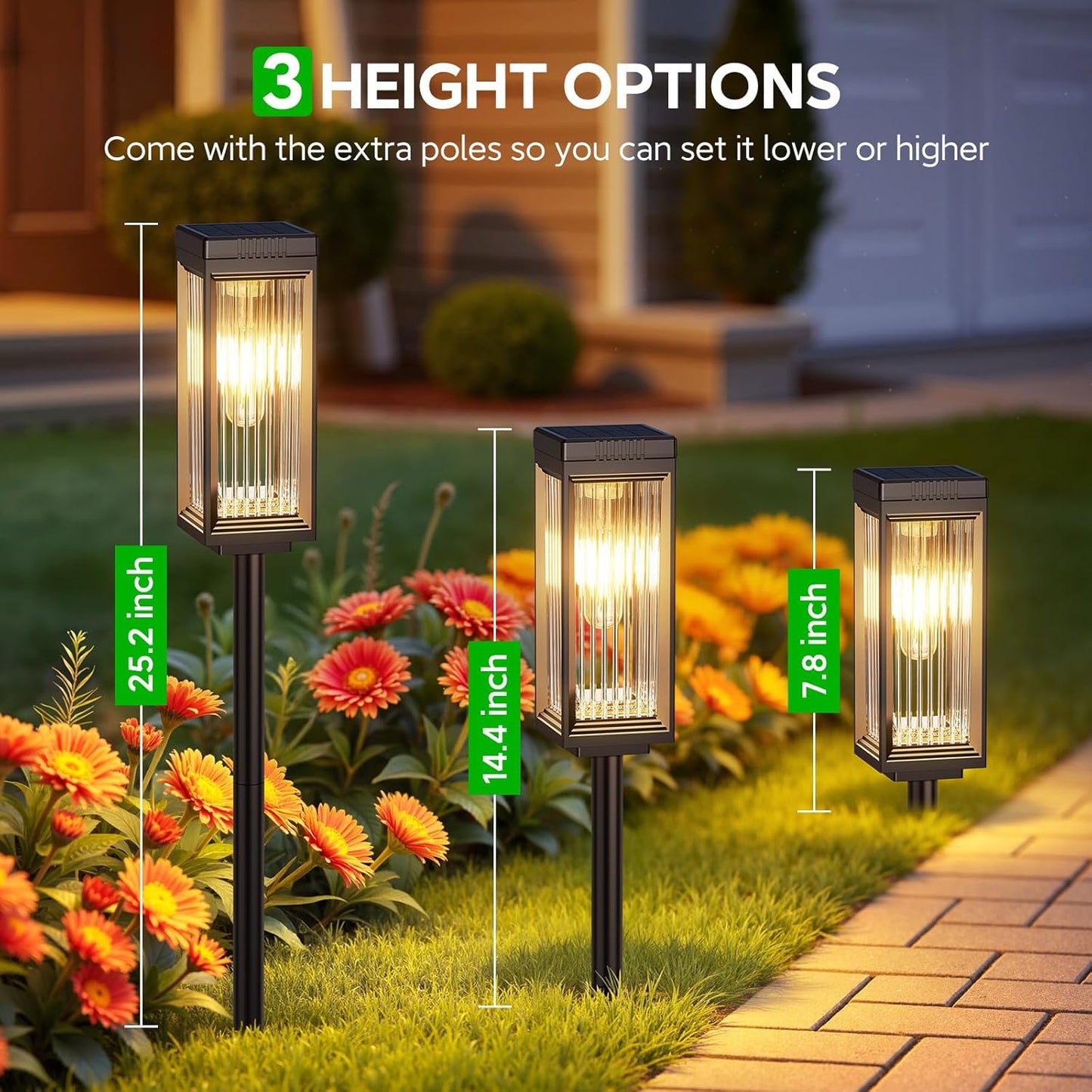 Solar Pathway Lights Outdoor, 4 Pack Upgraded Solar Lights Outdoor Waterproof, Bright Up to 15 Hrs Auto On/Off Garden Light for Yard Patio Lawn Path Walkway Driveway Outside Decor