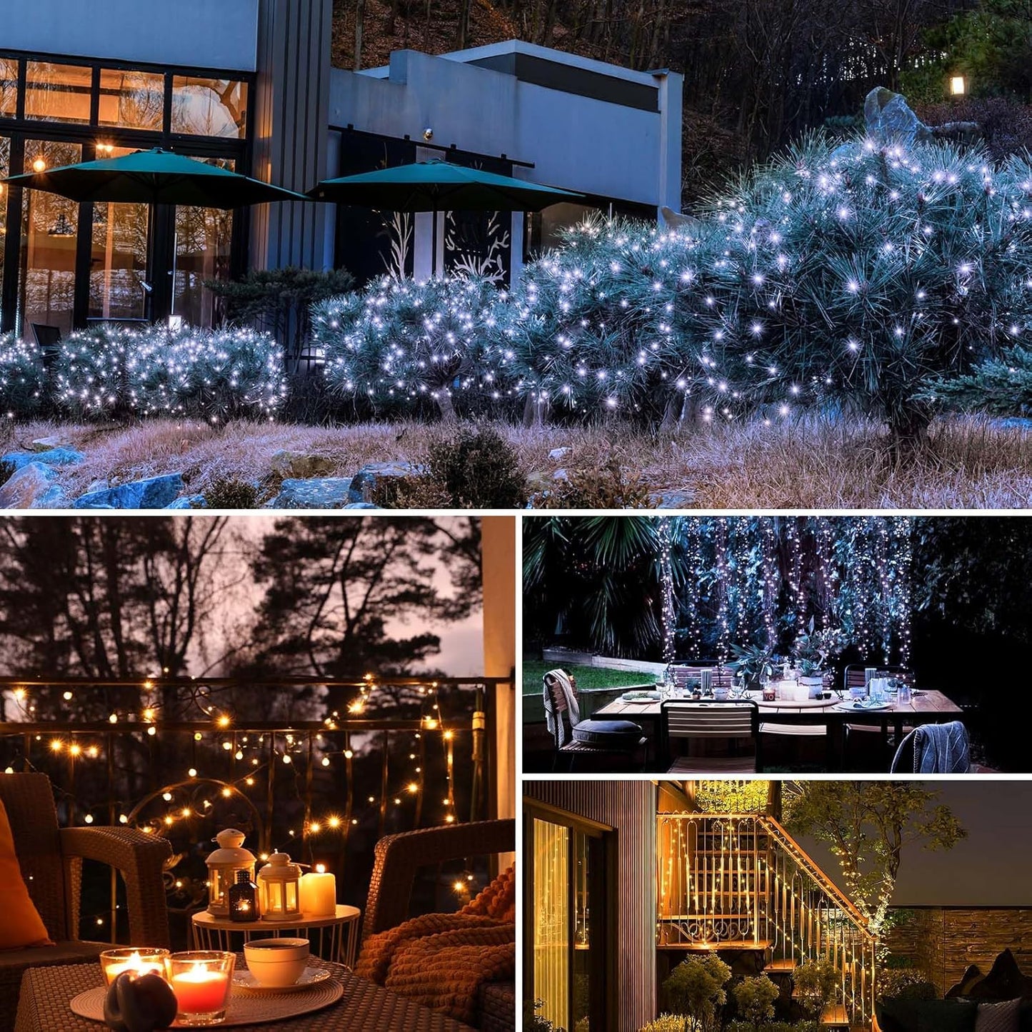 2 Pack Solar String Lights Outdoor - 160LED 66FT Solar Fairy Lights Outside Waterproof 8 Modes, Copper Wire Solar Powered Twinkling Lights for Tree Garden Patio Christmas Wedding Party Decorations