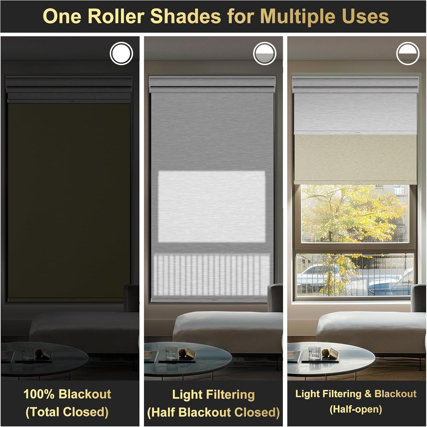 BERISSA Cordless Dual Roller Shades with Cassette Valance,Double Window Shades Blackout and Light Filtering Shades,Day and Night Roller Shades for Home Office Door.Beige and White.30 W x 80" H