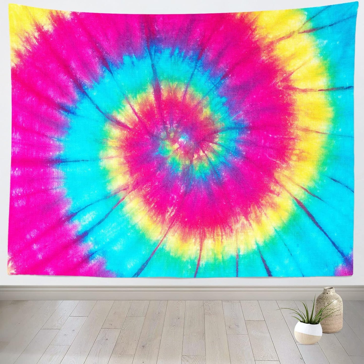 BELECO Tie Dye Tapestry Fabric Wall Hanging 70x47 Inch Groovy Sign Rainbow Tapestry Backdrop Colorful Spiral Tie Dye Party Decorations Tie Dye Art Tapestries for Bedroom Living Room Dorm Decor