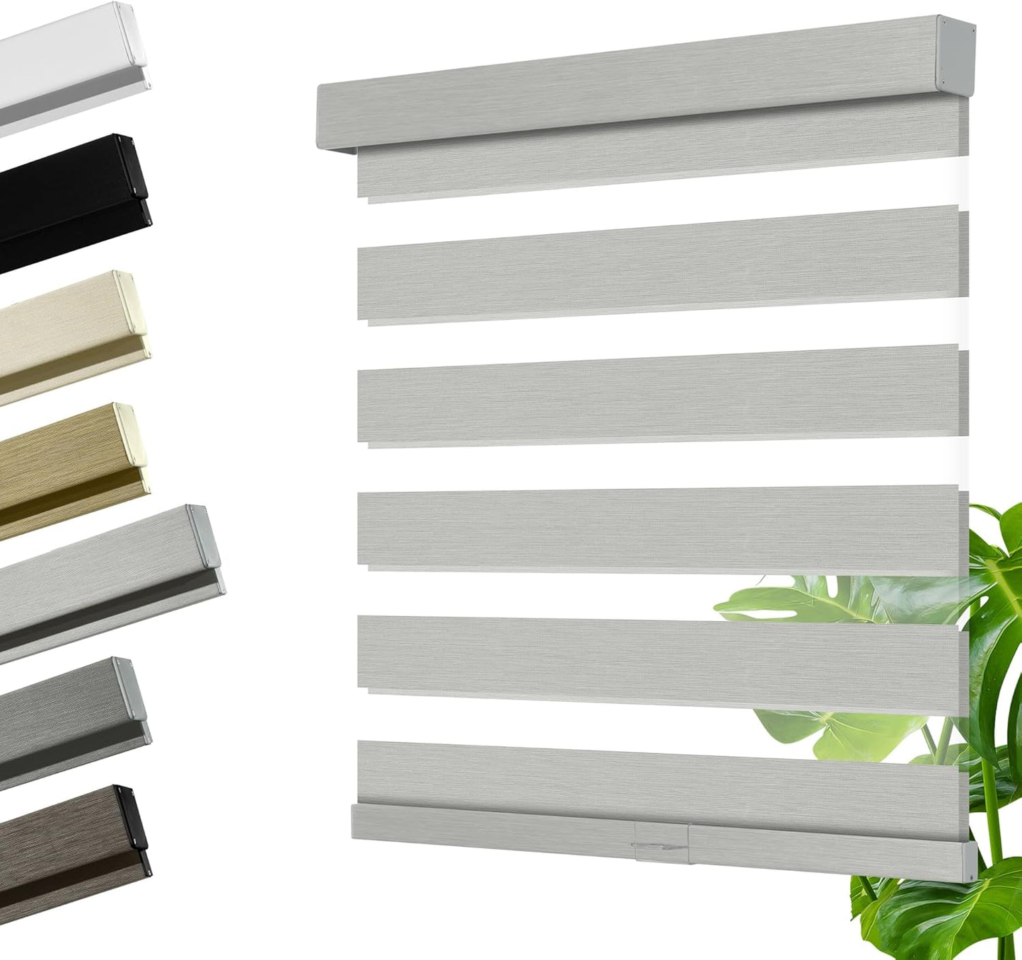 Cordless Zebra Blinds for Windows, Blackout Interior Blinds,Easy to Install,UV Protection,for Offices and Home,Custom Roller Shades, Mousse Light Grey,82" W x 88" H