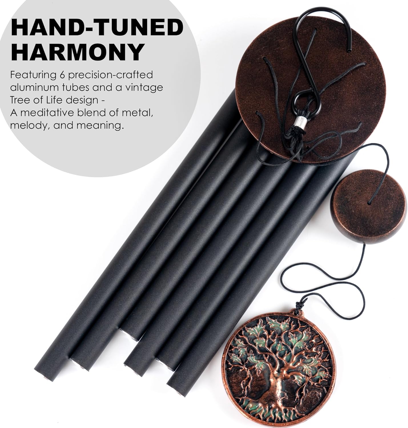 Vanquer Large Wind Chimes for Outside Deep Tone - 34'' Wind Chimes Outdoor Clearance, Tree of Life, Memorial, Sympathy Gift, Patio, Home Décor, Vintage Black (34" Tree of Life)