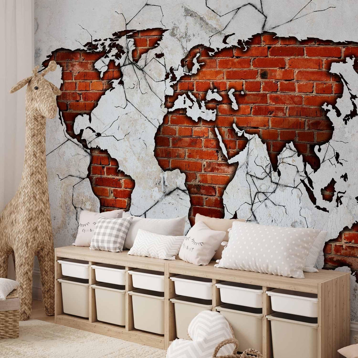 artgeist Wall Mural World Map 177x124 in - XXL Non-Woven Wallpaper Fleece Wall Decor Photo Print Picture Image Design Map of The World k-A-0495-a-a