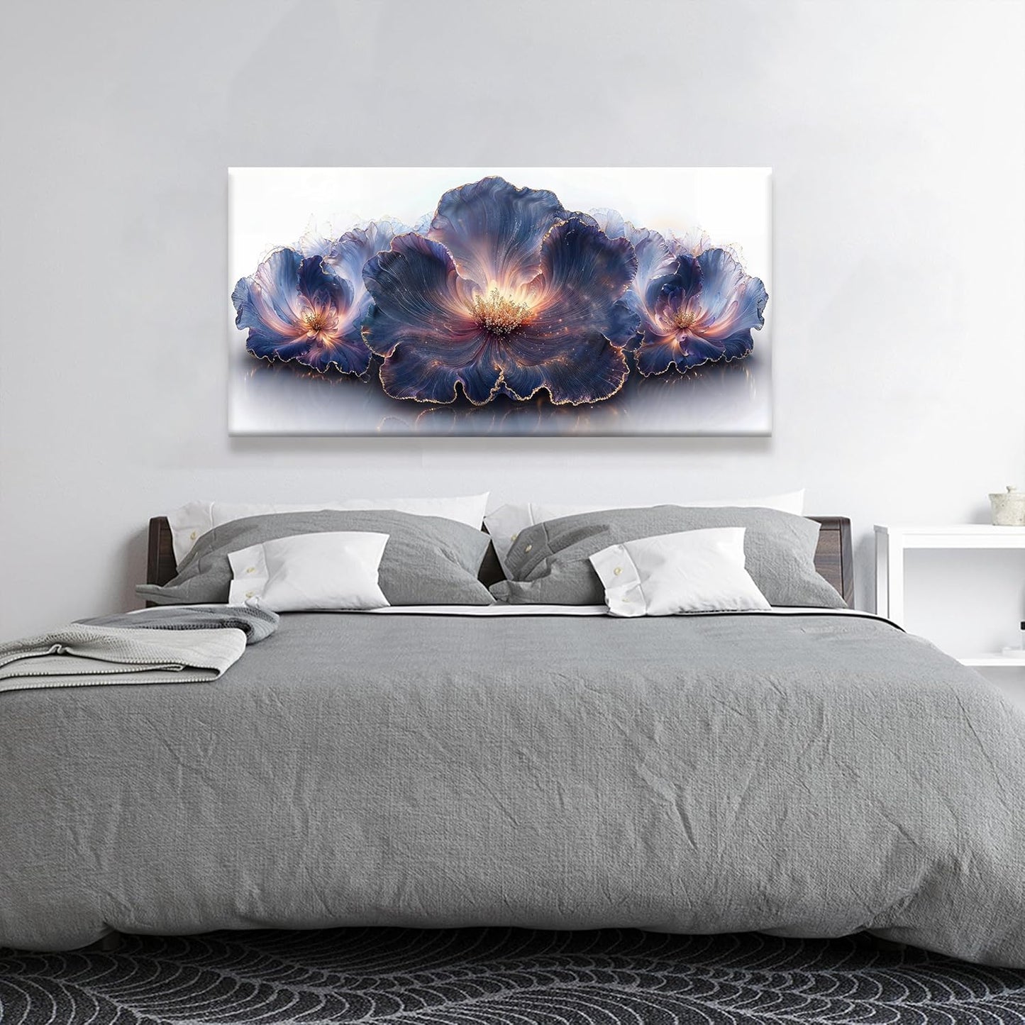 Suconvng Canvas Art Wall Decor Purple Flowers Abstract Wall Art For Living Room Print Picture Modern Abstract Art Painting Bedroom Office Home Wall Decor Artwork 24" X 48"