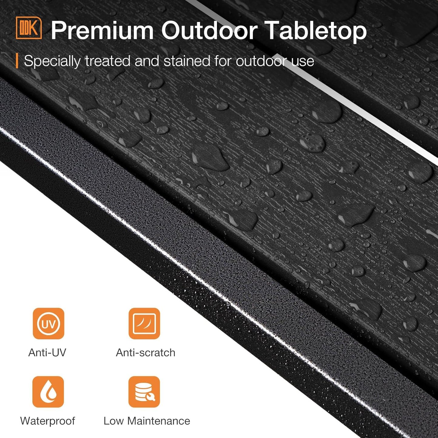 ODK 39 Inch Outdoor Bar Table, Patio Counter Bar Height Table with Weather Resistant Waterproof Top for Hot Tub Garden, Yard, Balcony, Poolside, Indoor (Black)