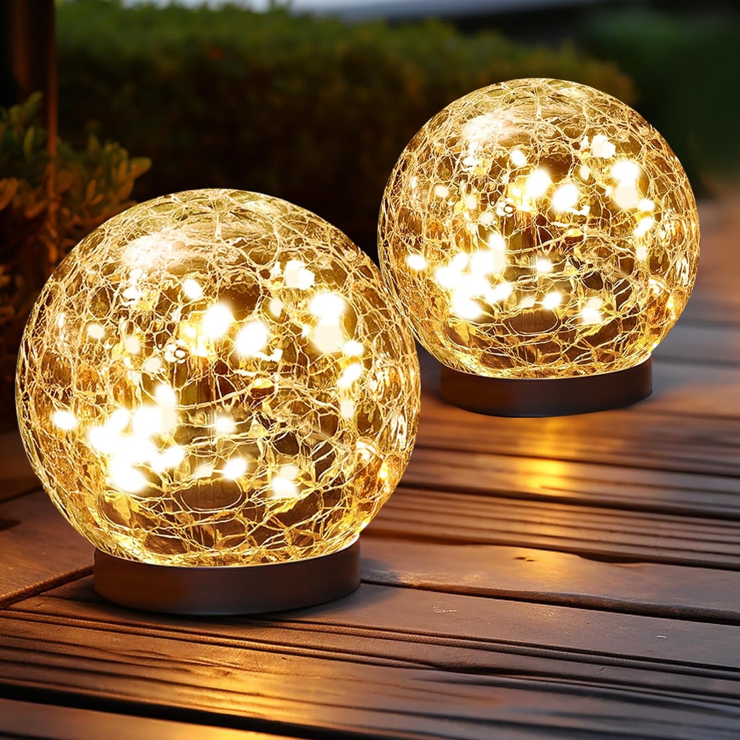 Solar Globe Lights Outdoor Waterproof-Solar Balls for Garden-Cracked Glass Ball Outdoor-Solar Orbs for Outside-Outdoor Decorations for Patio and Yard Lawn Backyard Decor