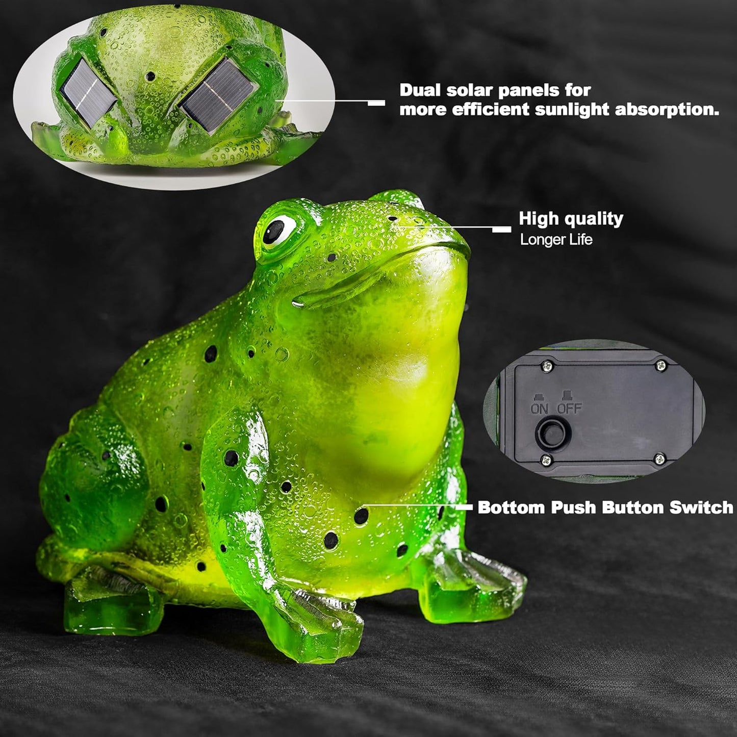 TIJNN Solar Frog Lights Deck Decorative Lighting Statue Lawn Patio Backyard Outdoor Garden Decoration Housewarming Gift