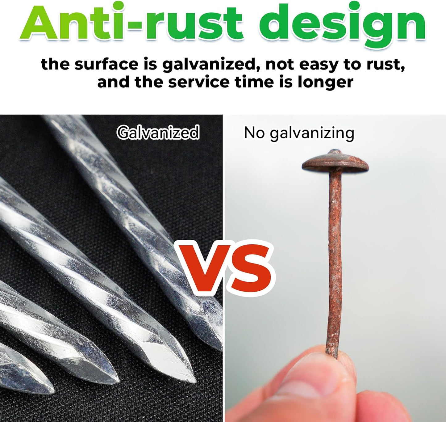 6.3-Inch Galvanized Heavy-Duty Landscape Stakes, (300-Pack) Spiral Metal Turf Spikes for Artificial Grass, Paver Edging, Weed Barrier, Securing Fences and More