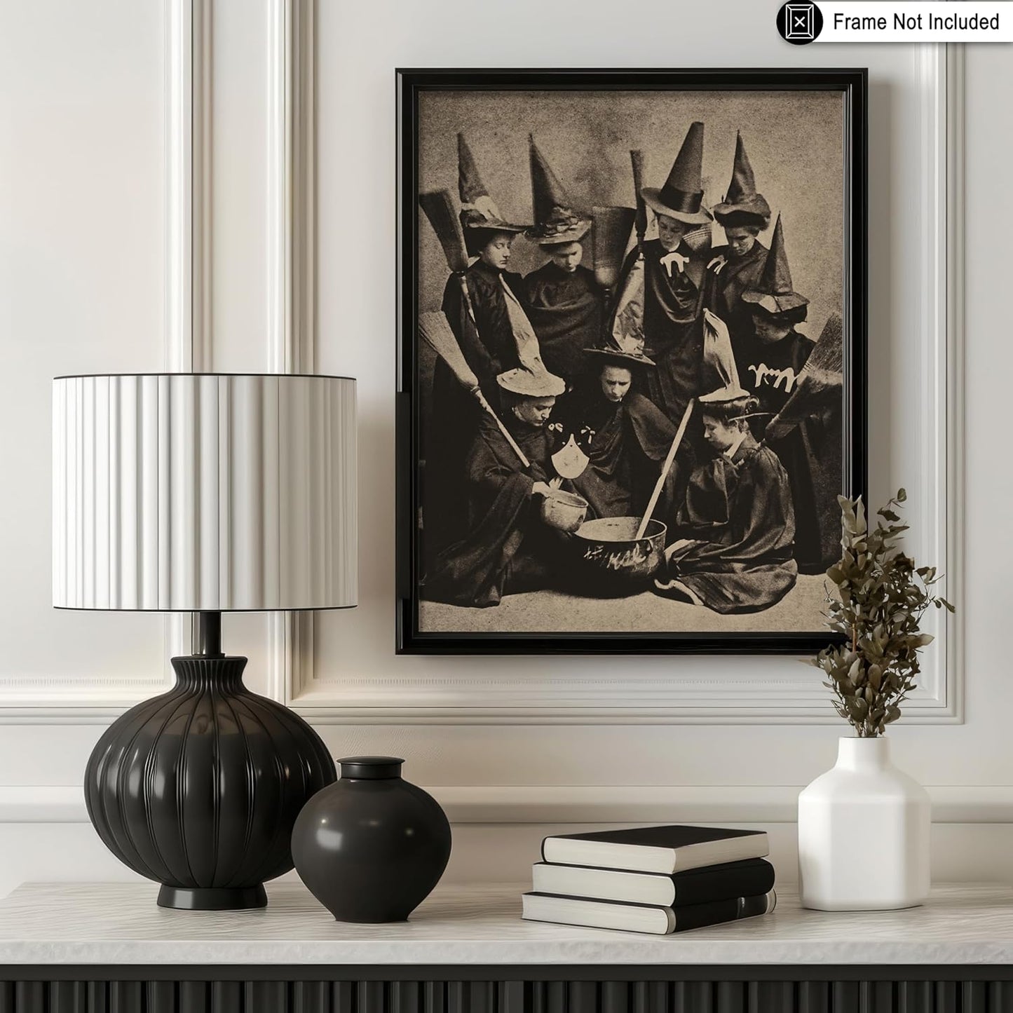 Poster Master Vintage Witches Cooking Poster - Retro Witchcraft Print - Black Magic Art - Halloween Art - Gift for Men & Women - Gothic Decor for Living Room, Bedroom or Dorm - 16x20 UNFRAMED Wall Art