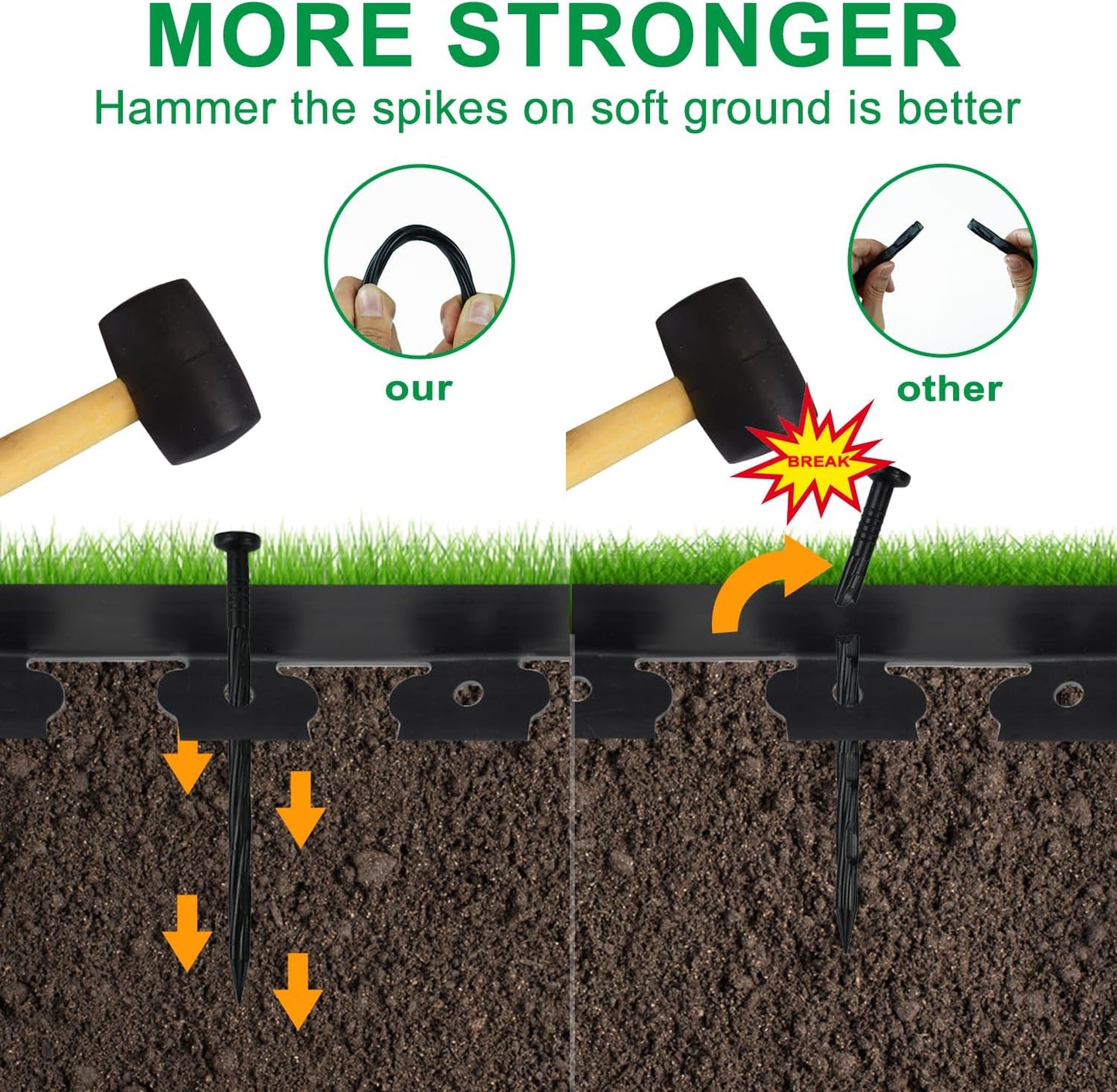 Hugeleaf Landscape Edging 2 Inch Tall 60 Feet Garden Edging Border with 60pcs Stakes, Plastic Edging for Landscaping,Lawn,Flower Beds, Paver Edging (Black)