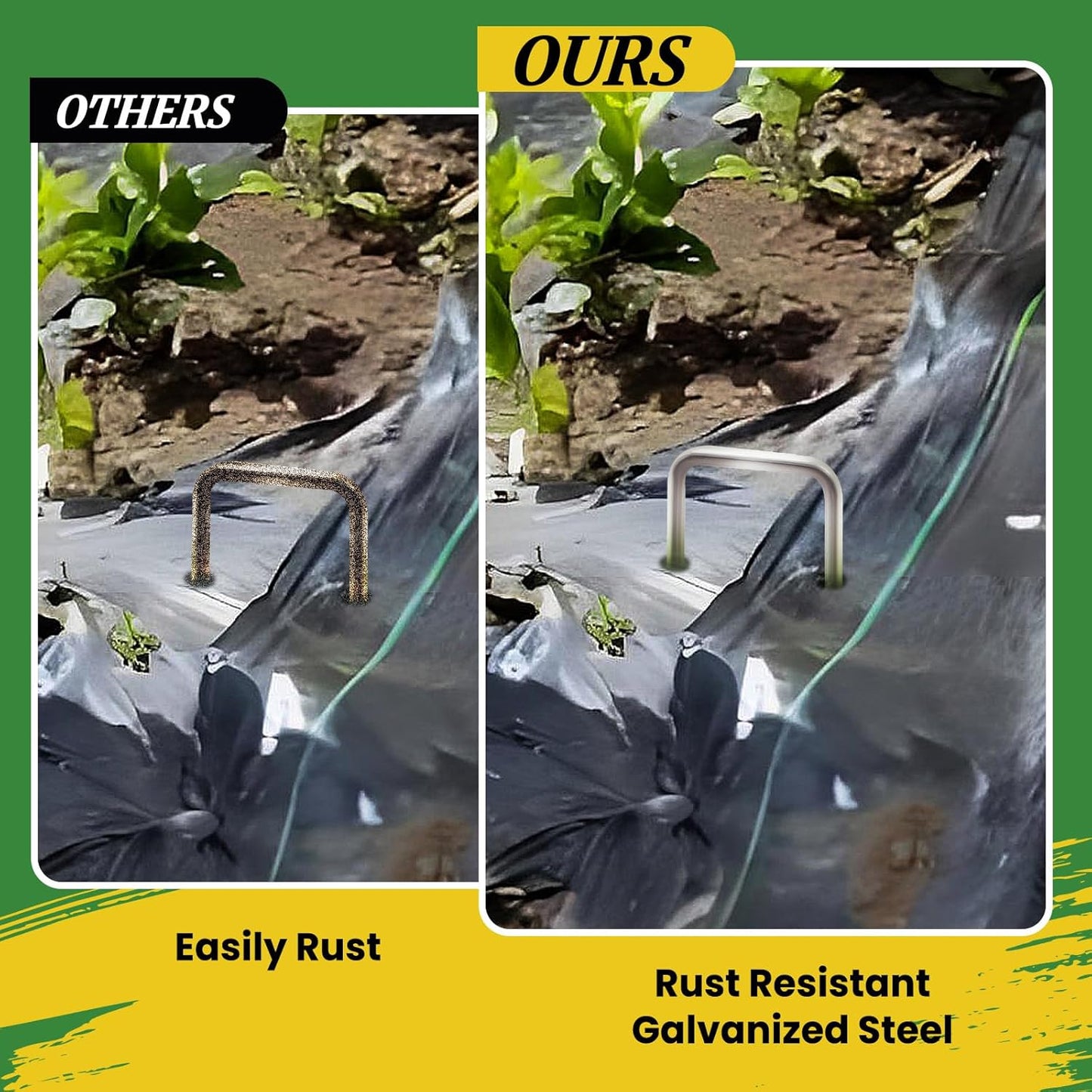 Landscape Staples Galvanized 12 Inch 60 Pcs, Metal Garden Stakes 1.6 Inch, Garden Staples for Weed Barrier Lawn 11 Gauge