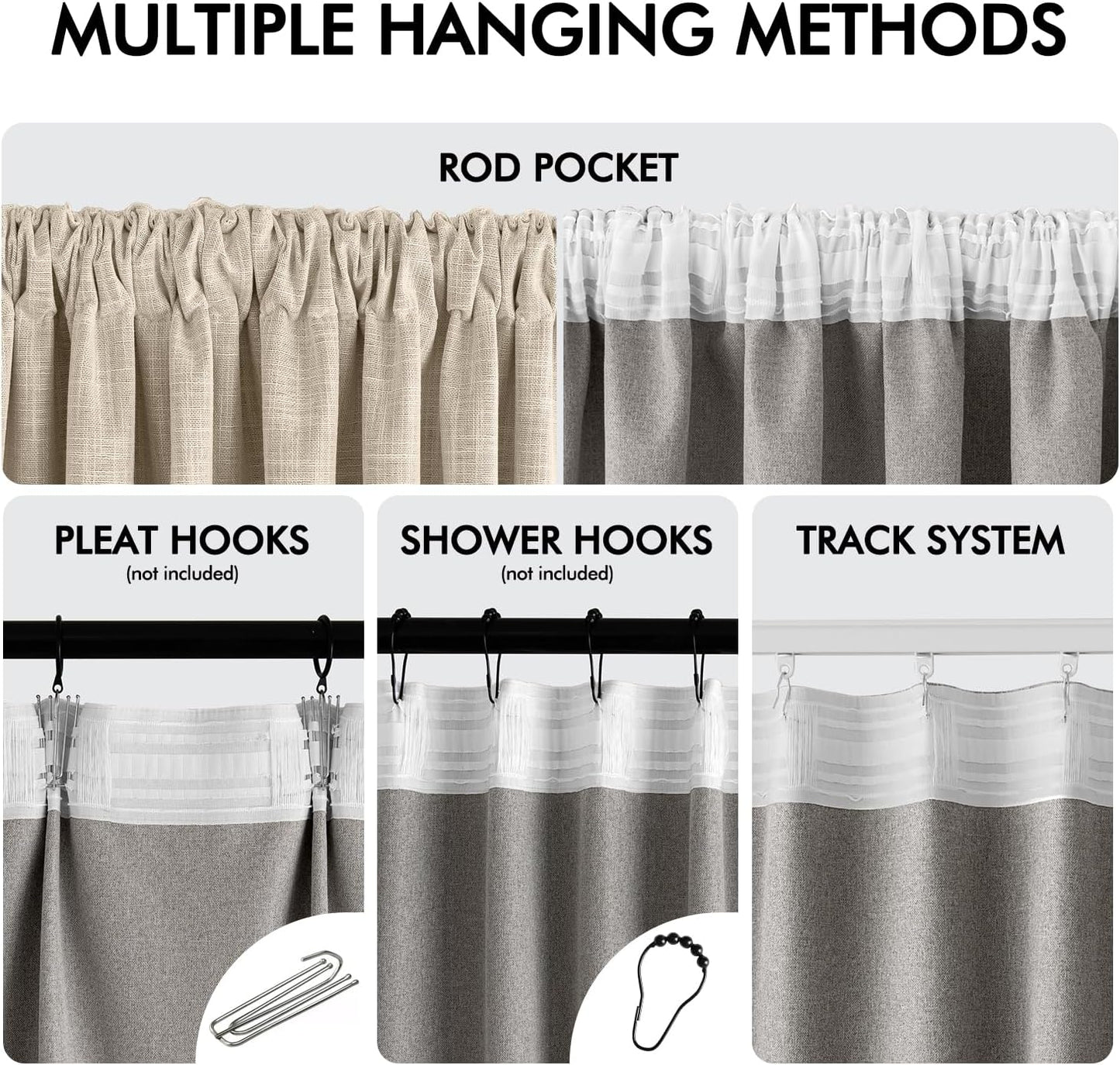 MIULEE Beige 100% Blackout Linen Curtains 84 Inch 2 Panels Set Double Sided No Coating Pleated Back Tab Black Out Long Thermal Insulated Pinch Pleat Bedroom Living Room Darkening Window Drapes