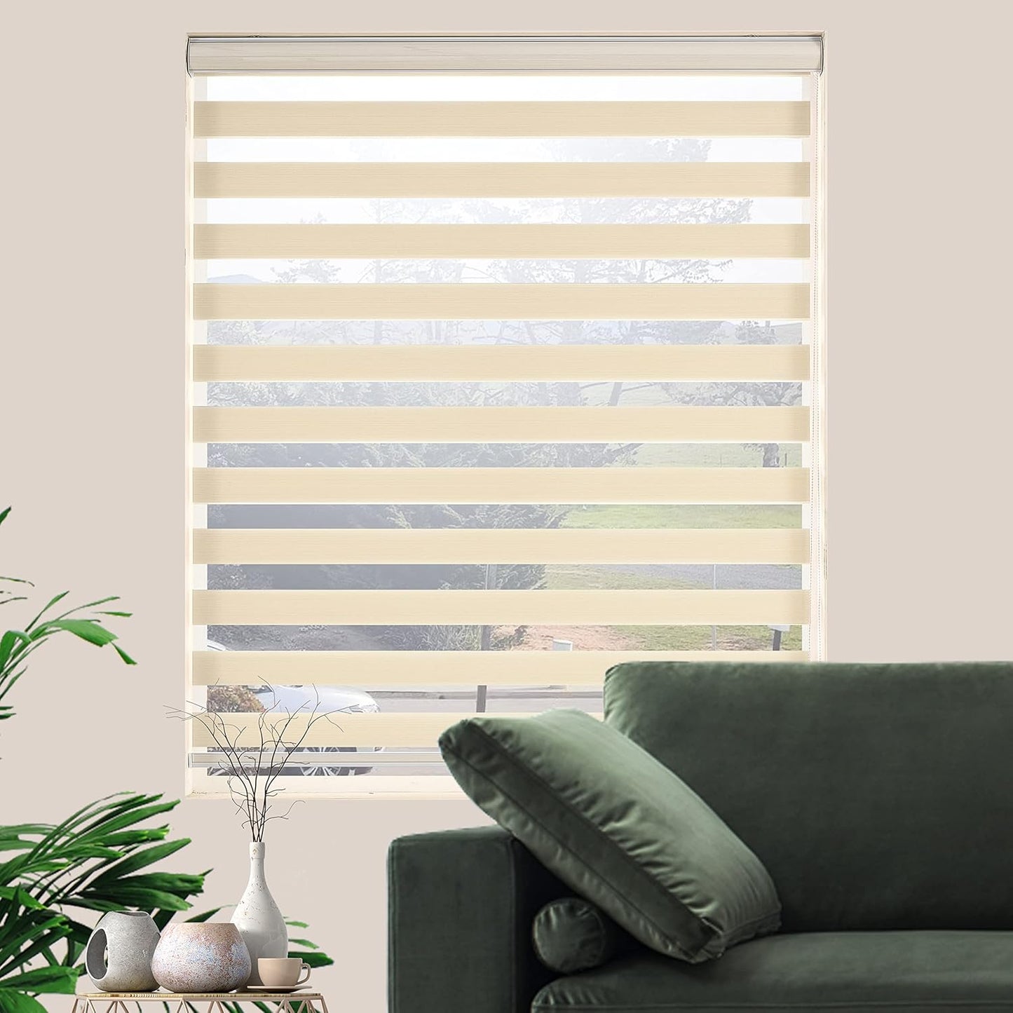 Zebra Blinds Window Blind Zebra Shade Blinds for Windows Roller Sheer Shades Privacy Light Filtering Shades for Home Kitchen Bathroom (Width 47'' X Height 72'' Cream)