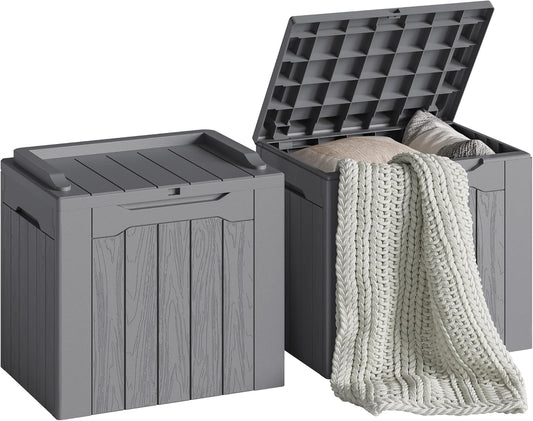 Devoko 30 Gallon Resin Deck Box 2 Pack Outdoor Indoor Waterproof Storage Box for Patio Furniture Pool Accessories Storage for Cushion Garden Tools (Grey, 2 Pack)