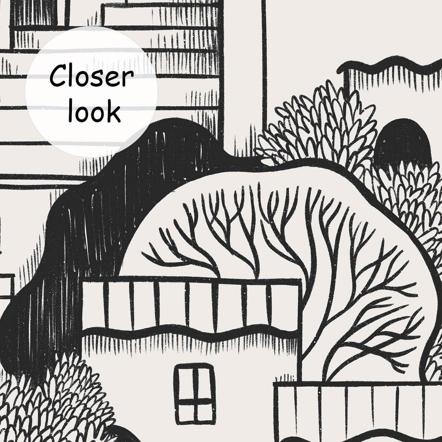 AFZEVEB-Black House with Trees Nursery Wallpaper murals for Bedroom 159"x107" (Not Peel and Stick)