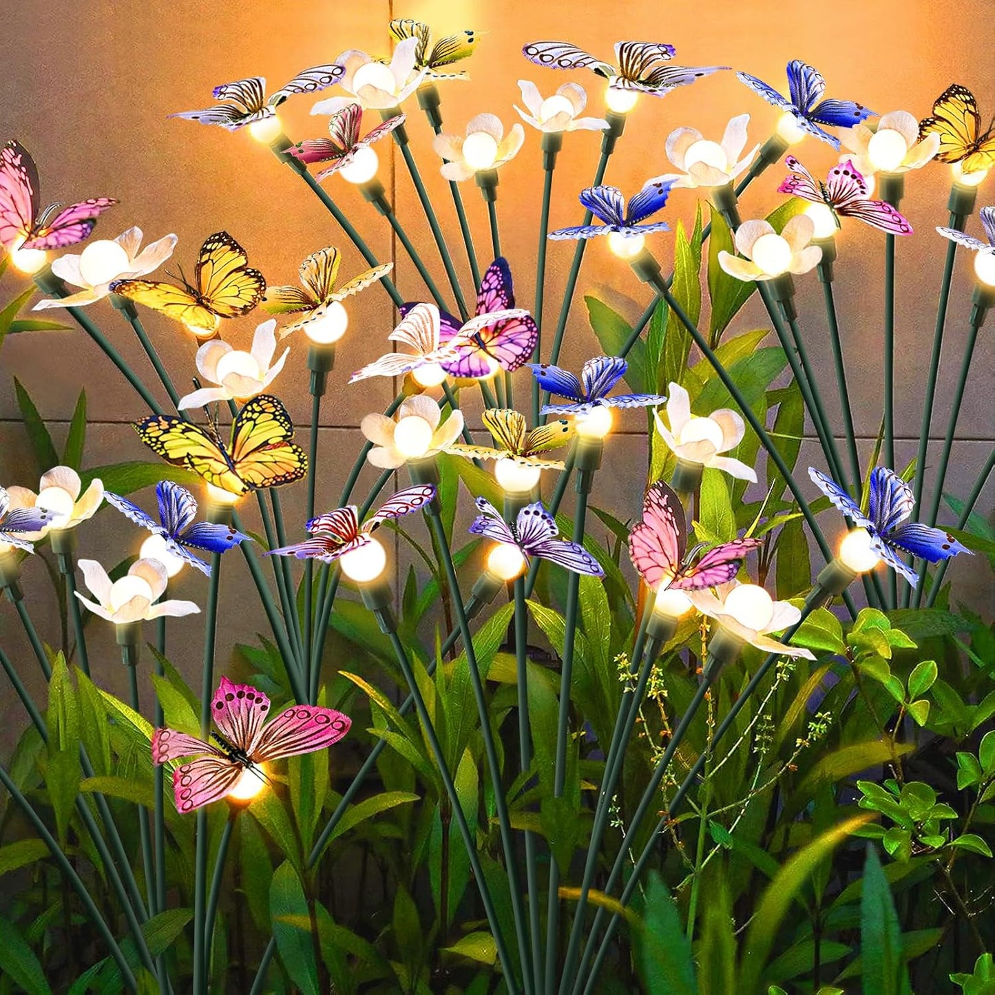 Solar Garden Lights,2packs-16LED,Outdoor Solar Powered Decor for Yard, Patio, Pathway, IP65 Waterproof Butterfly Lights