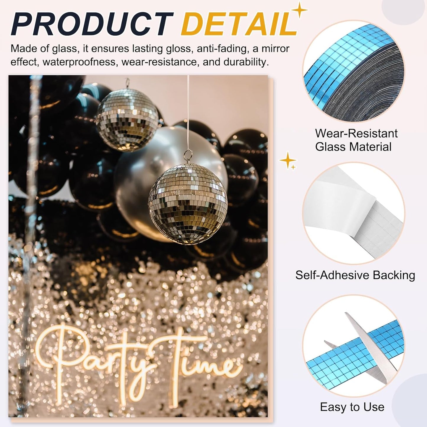 PATIKIL 5x5mm Self Adhesive Mirrors Mosaic Tiles, 10000 Pcs Square Mini Glass Mosaic Disco Tile Sticker for DIY Craft Disco Ball Party Decoration, Light Blue