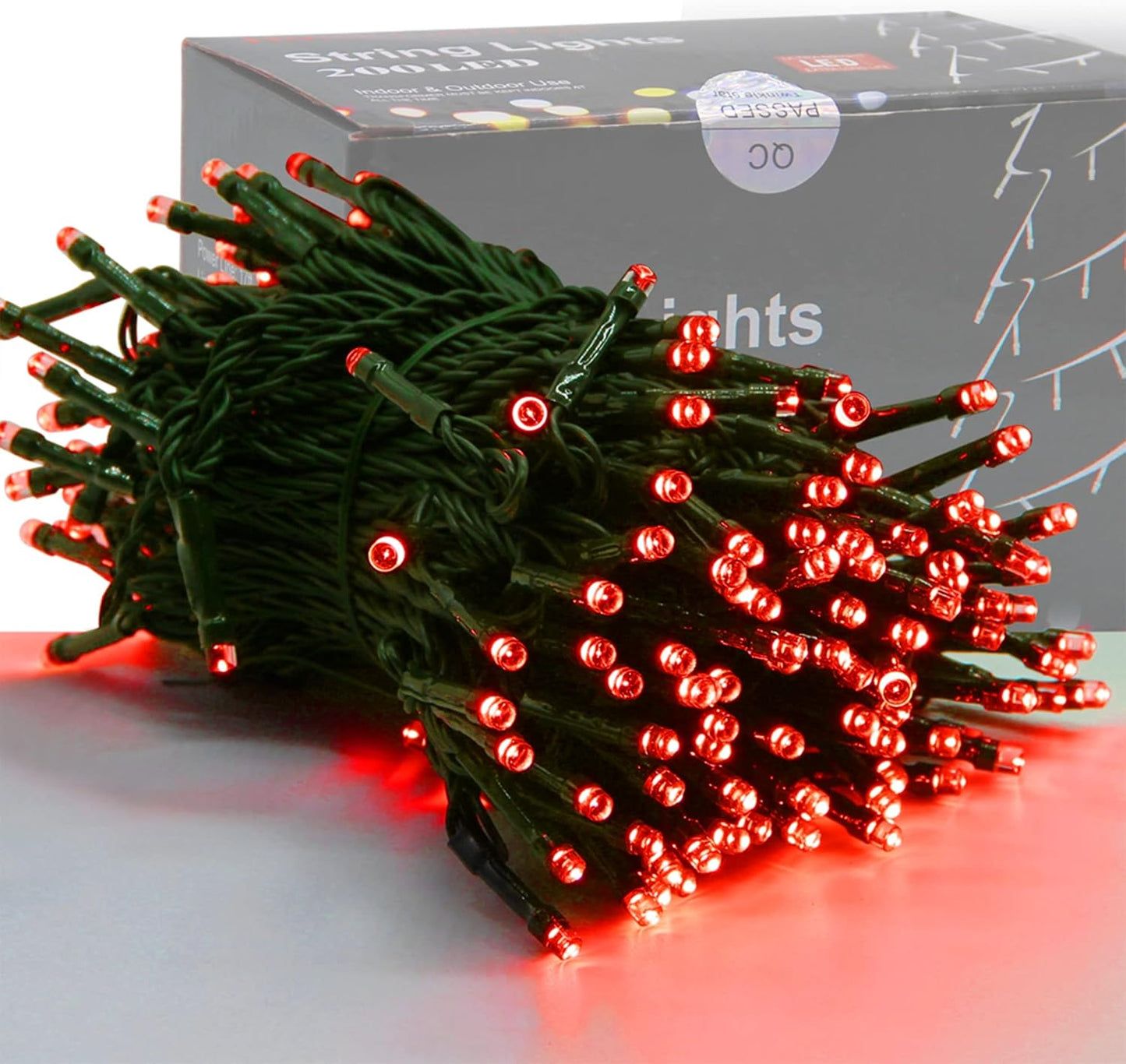 HOME LIGHTING 66ft Christmas Decorative Mini Lights, 200 LED Green Wire Fairy Starry String Lights Plug in, 8 Lighting Modes, Waterproof for Indoor Outdoor Xmas Tree Wedding Party Decoration (Red)