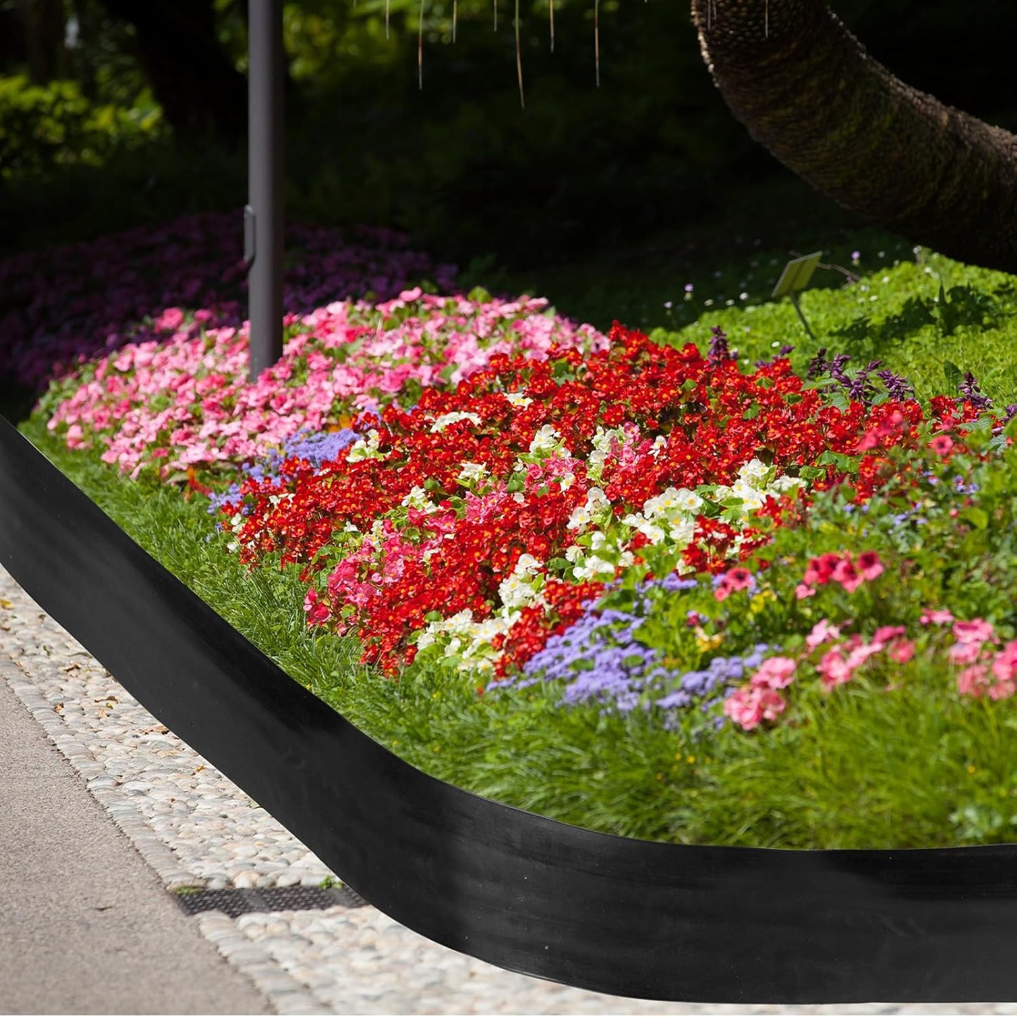 6 Inch Tall 66 ft Length Landscape Plastic Edging Kit with Hammer Spikes Plastic Garden Flower Bed Edging Landscape Border for Gardens Border Grass Yard Lawn (Black)