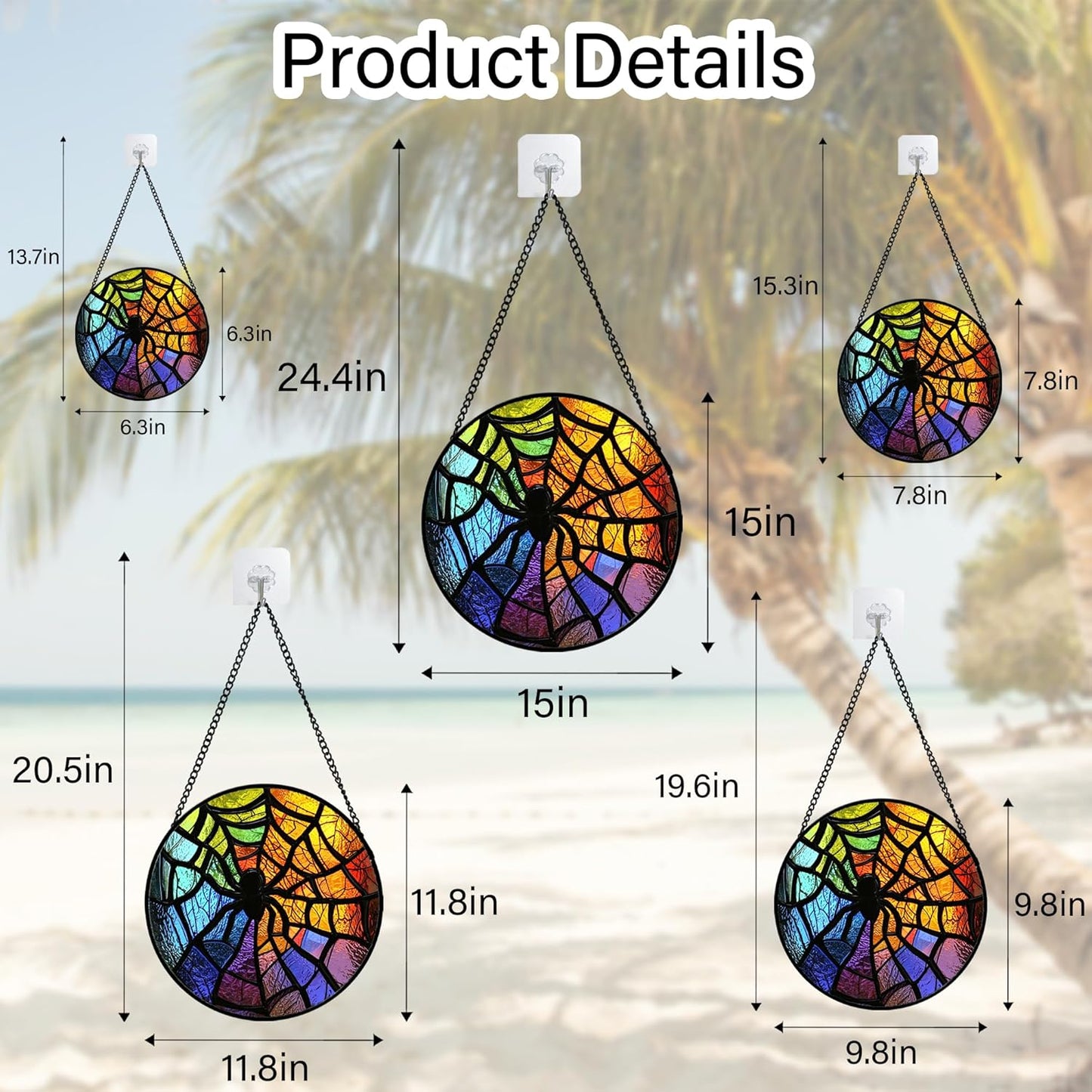 Stained Glass Suncatcher, Colorful Spider Sun Catcher Black Insect Stain Glass Window Hanging Decoration Mother's Day Birthday Gifts for Women Men Mom Nana 6.3 in