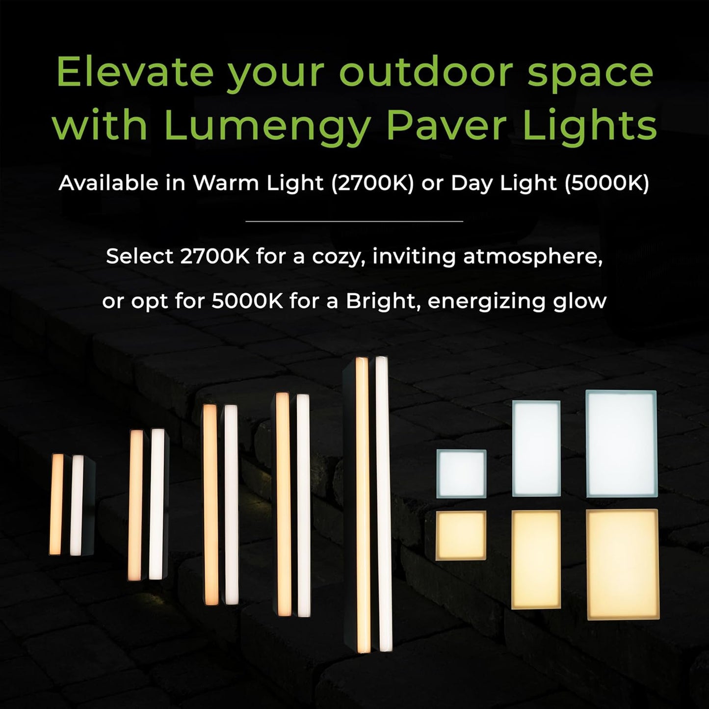 LUMENGY Paver Light Slim 0.5x8 Inch Glare-Free Brick Lighting for Pavers, Walls, Driveway, Pathway & Garden, 5000K 12V Waterproof, Drive-Over Rated