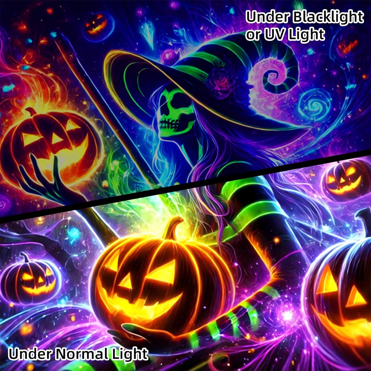 Halloween Tapestry, Blacklight Tapestry for Halloween Party Decor Hanging Tapestries Backdrop Wall Art Poster for Bedroom Dorm 90x70in