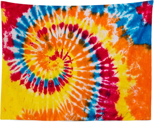 Loccor 5x3ft Tie Dye Tapestry Red Yellow Orange Blue Swirl Vortex Psychedelic Abstract Tapestry Bedroom Living Room College Hippie Bohemian Wall Hanging （Pattern Painted on Polyester Fabric）