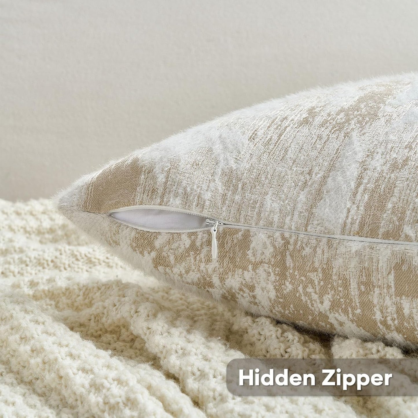 FUTEI Brown White Decorative Throw Pillow Covers 20x20 Inch Set of 2,Soft Faux Cashmere Jacquard - Textured & Cozy Cushion Case,Modern Home Decor for Couch Bed Living Room