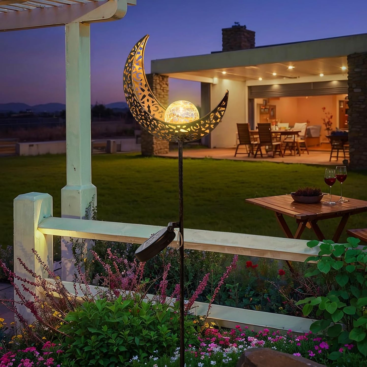 TAKE ME Moon Solar Lights Garden Outdoor Decor Waterproof Metal Solar Stakes Lights for Patio Yard Walkway Lawn Patio Mothers Day Garden Gifts Mom Wife Grandma