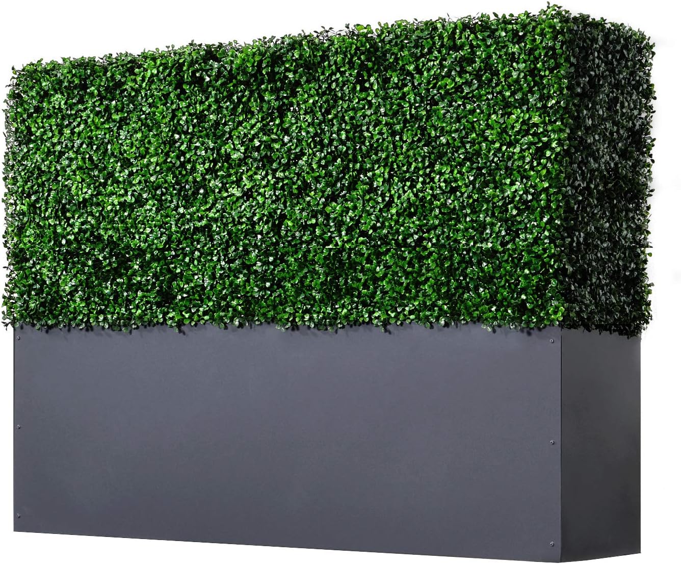 AGPL Upgraded Artificial Boxwood Hedge Wall with Gray Color Planter Box (33.5" Height 48" Width 12" Deep) …